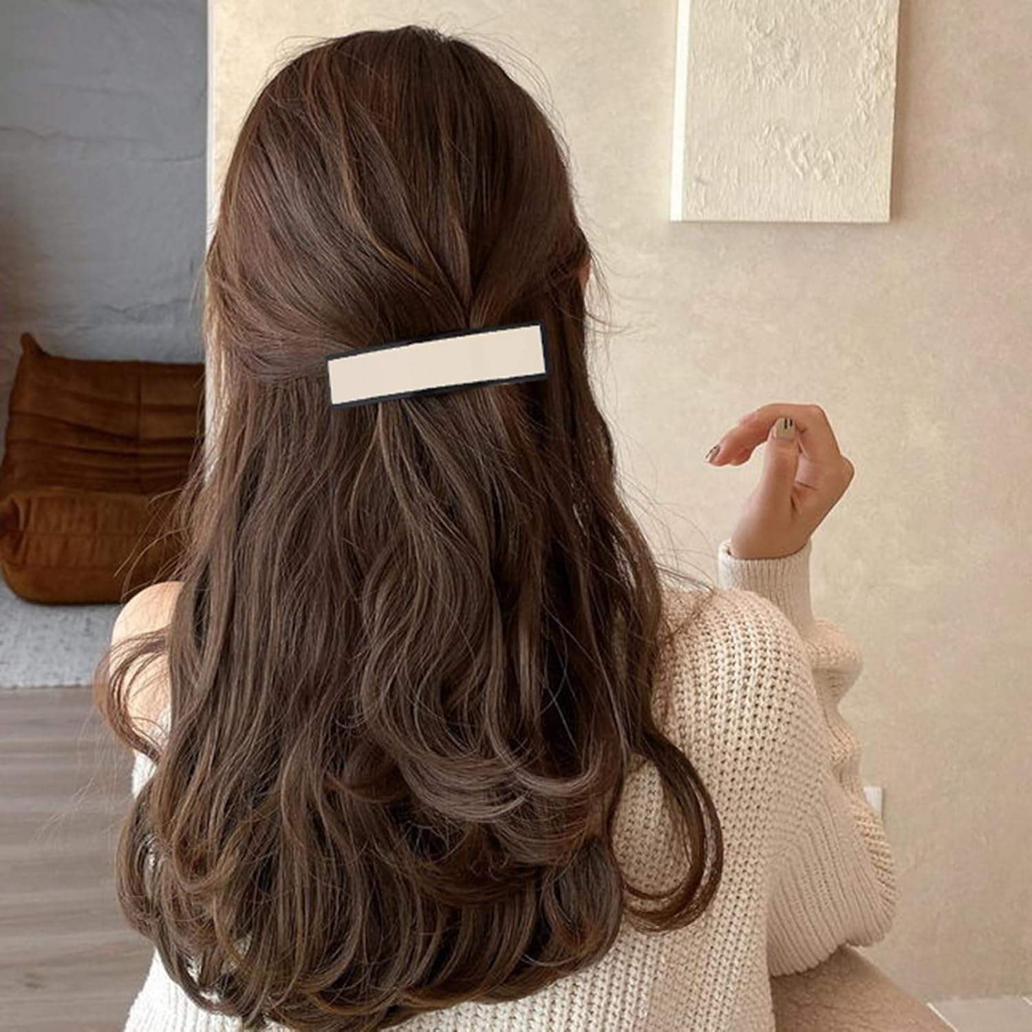 Pack of 2 Hair Clips, Vintage Hair Clips, Classic Hair Clips, French Hair Clips, Rectangular Hair Clips, Decorative Hair Clip, Large for Women and Girls image number 4