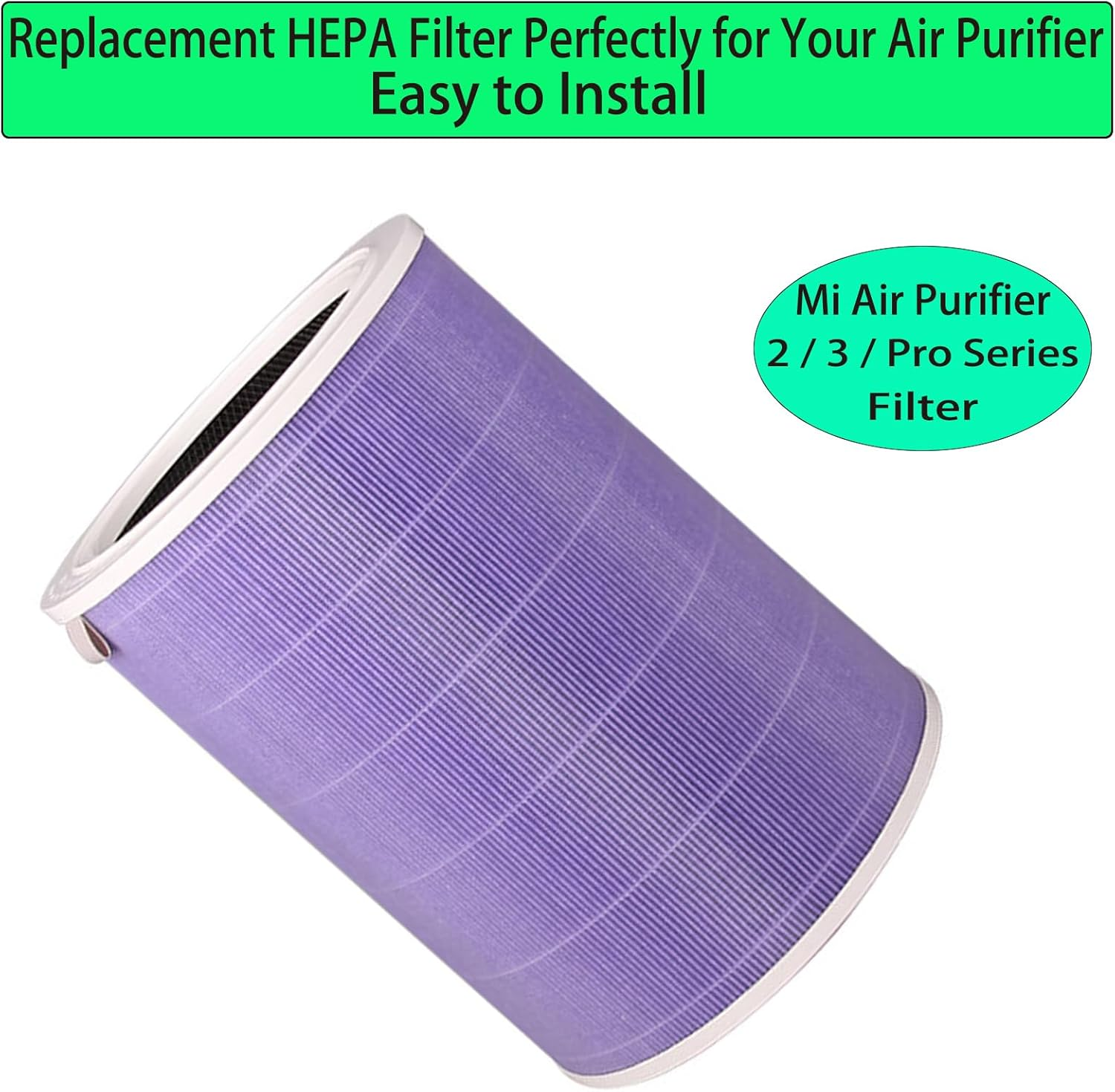 HEPA with Activated Carbon Filter Replacement for Xiaomi Mi Air Purifier 2/3 / 2H / 3H / 3C / Pro Filter, Purple image number 1