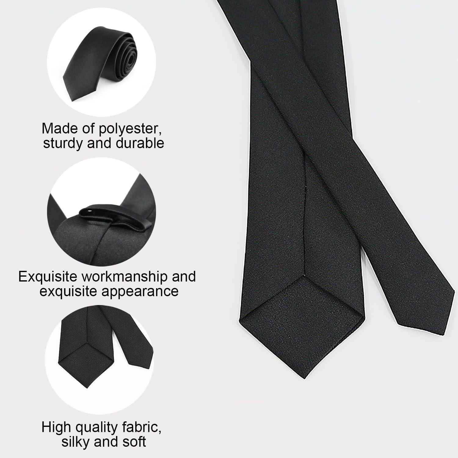 SHUBEIEUMI Men'S Tie Solid Color Neckties for Men, 5Cm Slim Ties for Men Wedding, Classic Formal Business Necktie
