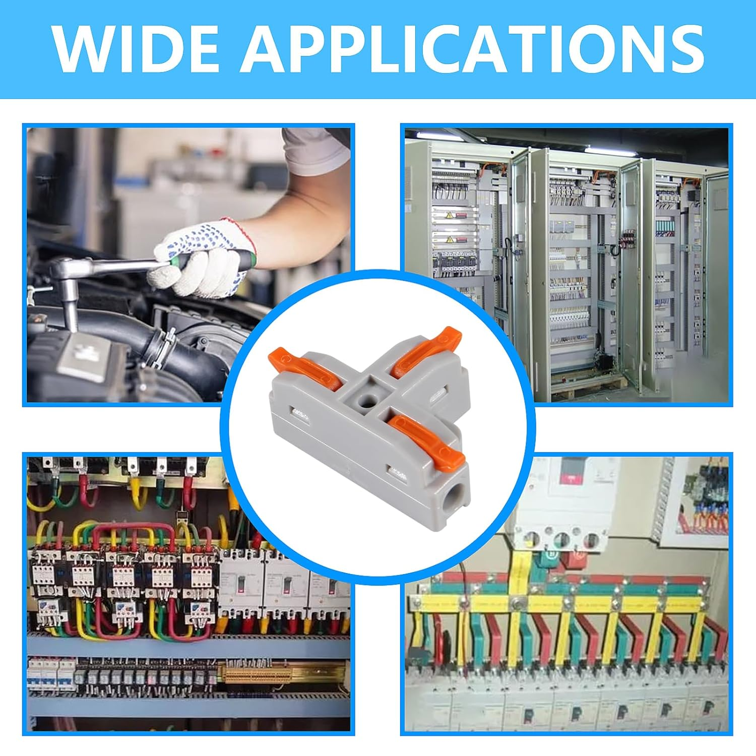QCCAN 50PCS Lever Wire Connectors, T Shape Quick Wire Connectors, Electrical Lever Nuts Wire Connectors Push-In Connectors image number 3