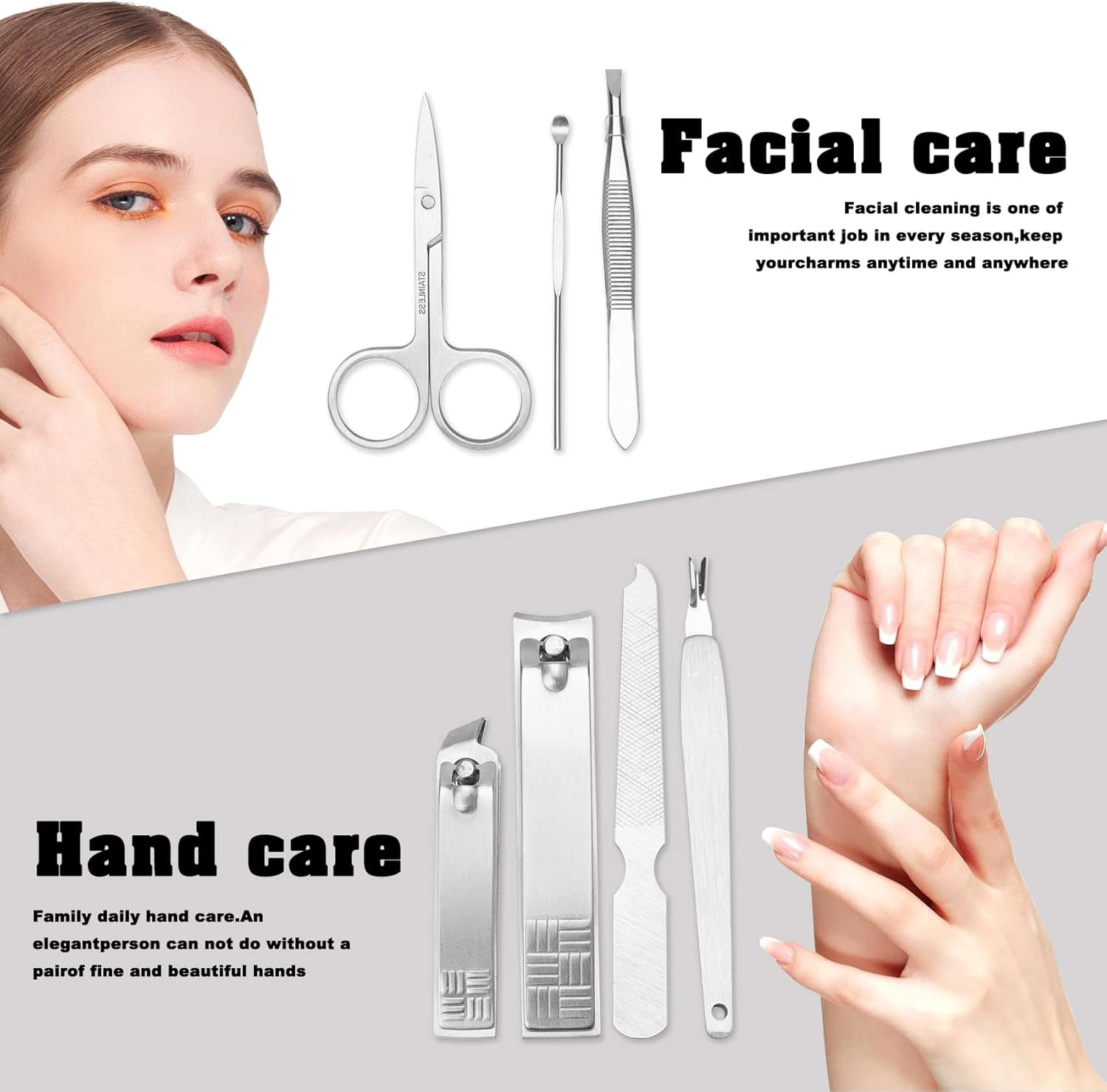 Manicure Set, 7-In-1 Christmas Silver Stainless Steel Nail Clippers Manicure Set, Men'S Care Set, Nails Do, Cuticle Remover for Ingrown Toenails and Thick Nails, for Travel and Home image number 5