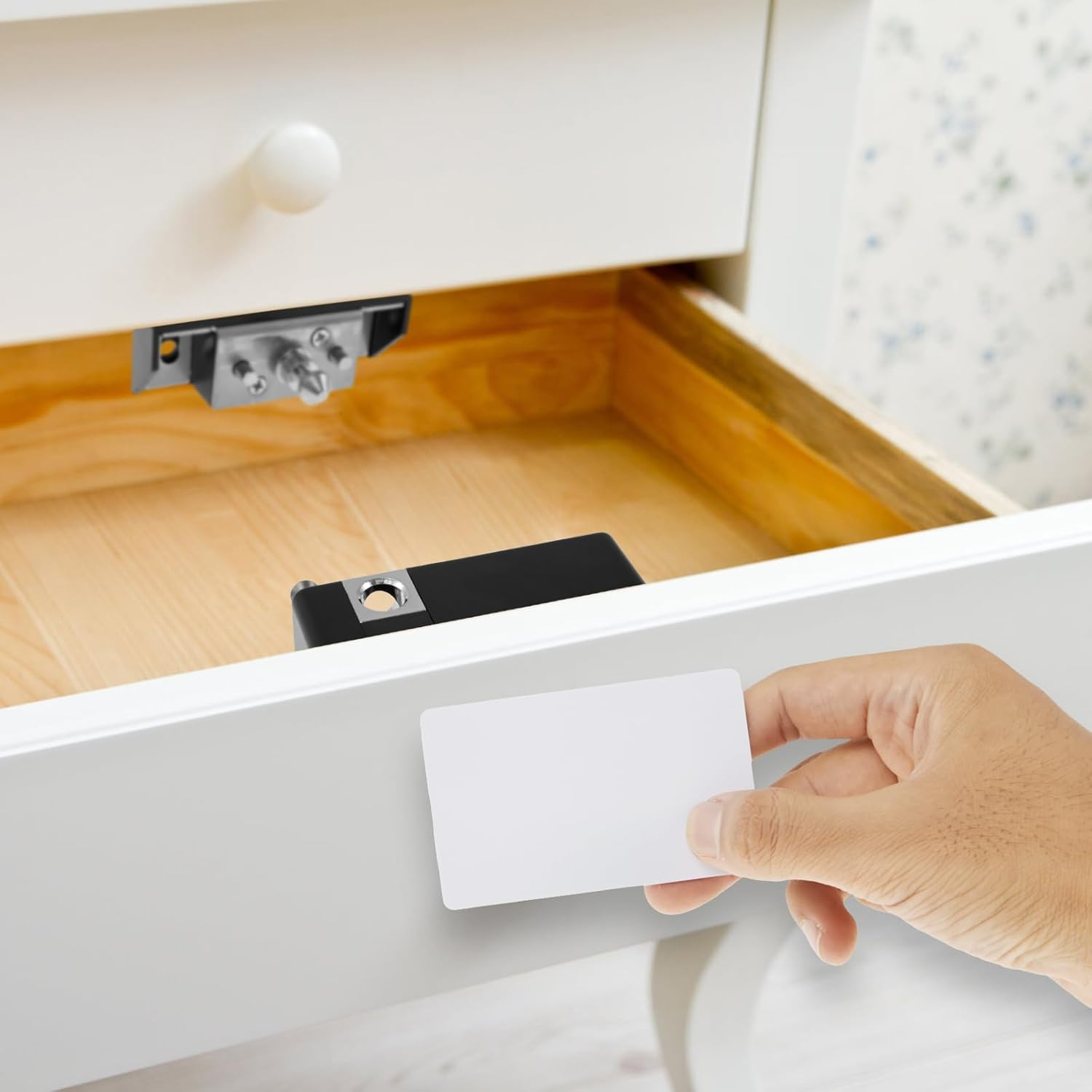Smart Cabinet Lock, Hidden Cabinet Lock with 2 Cards, Intelligent Electronic Drawer Lock, No Drill Invisible Cabinet Lock, Keyless Cabinet Drawer Lock Set for Drawer Cabinet image number 4