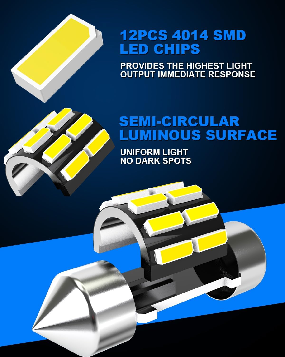 C5W LED Bulb 12V 24V, KATUR 31Mm 1.22'' Festoon LED Canbus 6000K White 3175 DE3175 DE3021 3022 3021 Car Interior Bulbs Dome Courtesy Trunk License Plate Light, 4Pcs image number 3