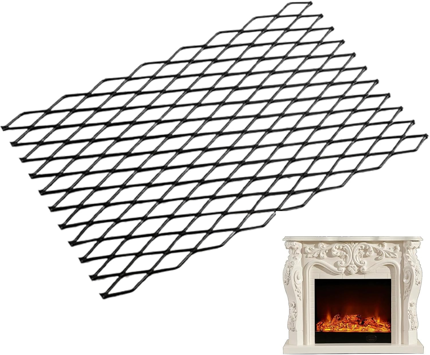 Fire Grates - Steel Fireplace Grills, Sturdy Log Holder | Heat Resistant Sturdy Log Holder Fire Grates, Fire Place Retainer Mesh for Many Ovens Fireplaces Outdoor Events Family Gatherings - L image number 6