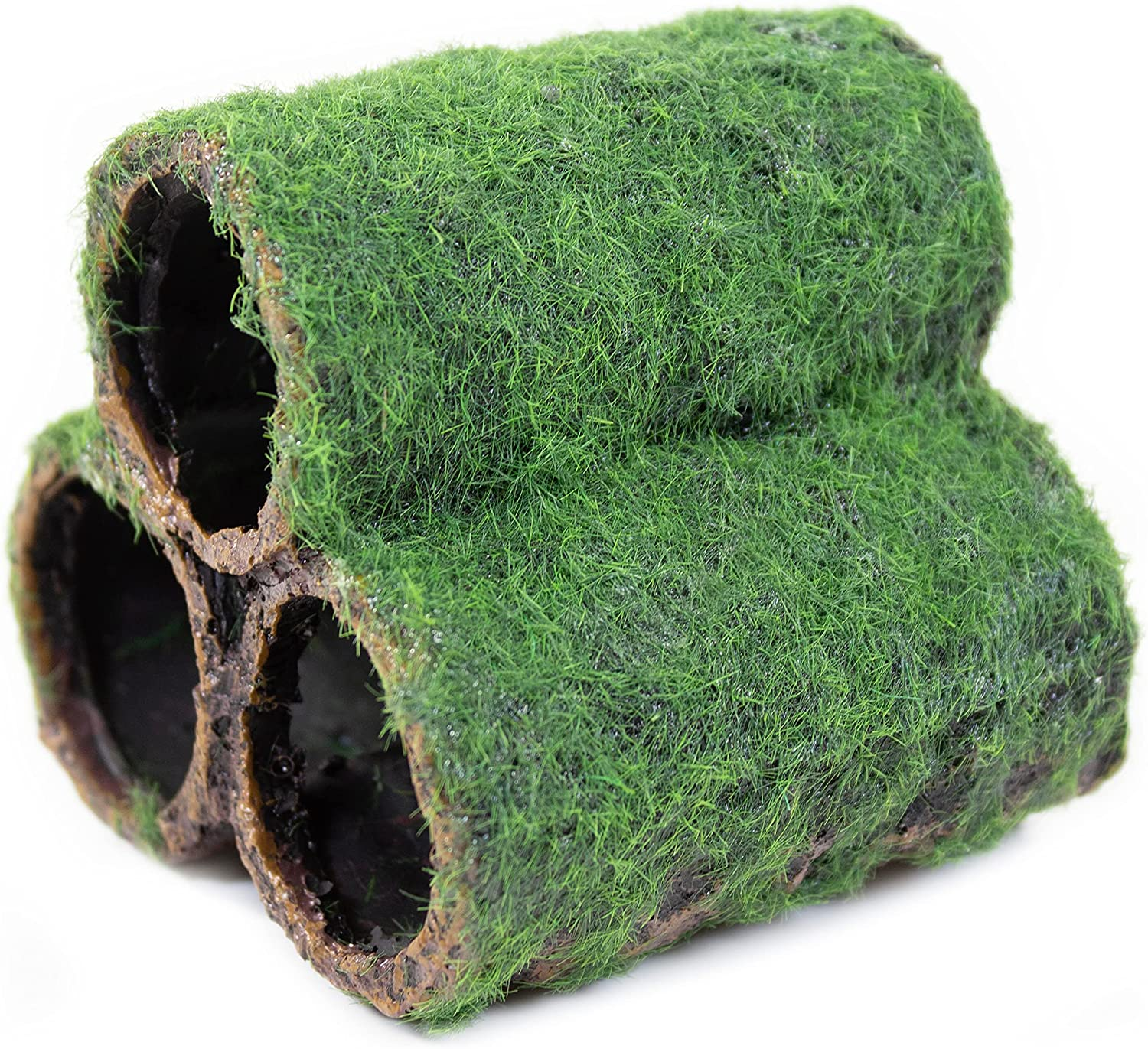 Penn Plax Hideaway Pipes Aquarium Decoration Realistic Look with Green Moss like Texture | Fun for Fish and Adds a to the Tank, Large (RR1096) image number 4