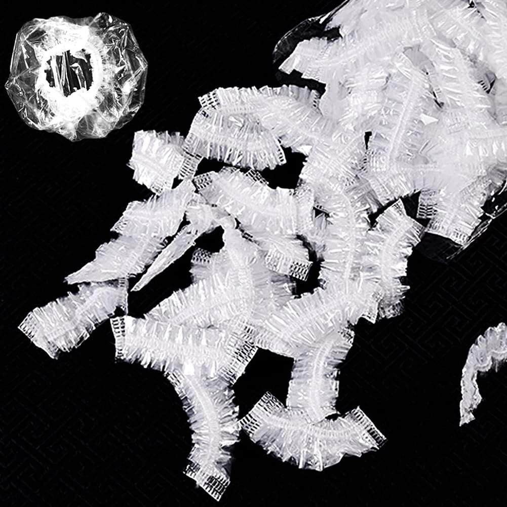 AKOAK 200 Pcs Disposable Plastic Ear Muffs Waterproof Ear Caps for Shower Ear Guards for Bath Accessories Hair Dye Shower Spa (Thick, Transparent) image number 2