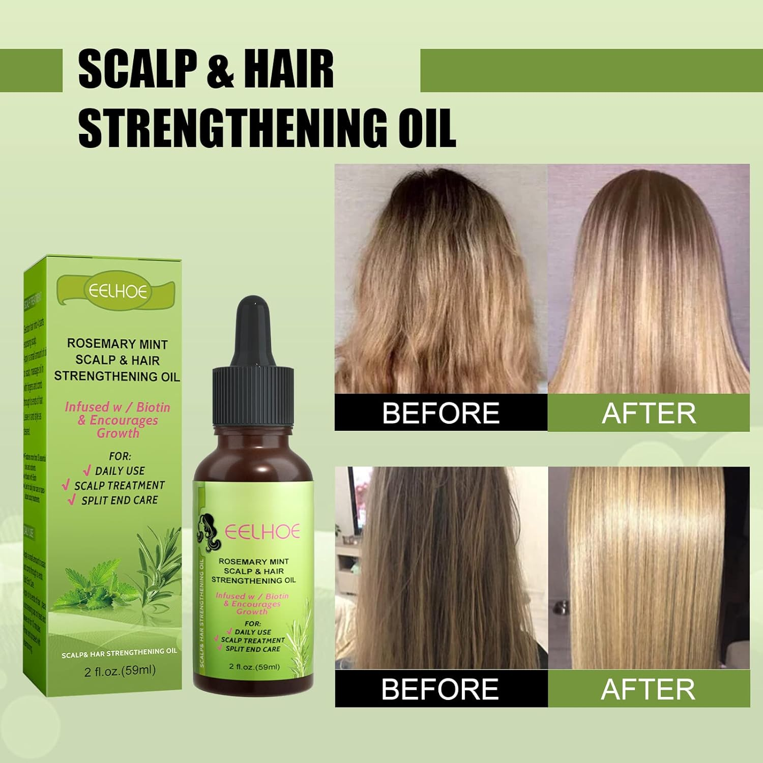 Angyang 59Ml Peppermint Hair Growth Essential Oil Prevent Hair Loss Nourish Scalp Strengthen Hair image number 3