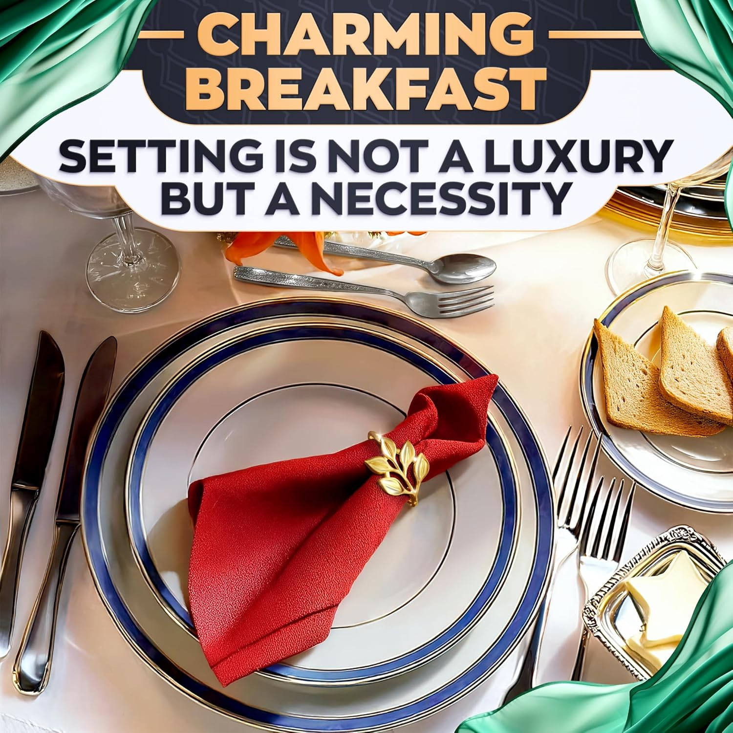 20 Pieces Gold Napkin Rings - Gold Leaf Napkin Rings Gold Ring Napkin Holder Dining Table Decor Flower Napkin Rings Boho Napkin Rings Leaves Tea Party Decor Modern Napkin Holder for Table Napkin Ring image number 1