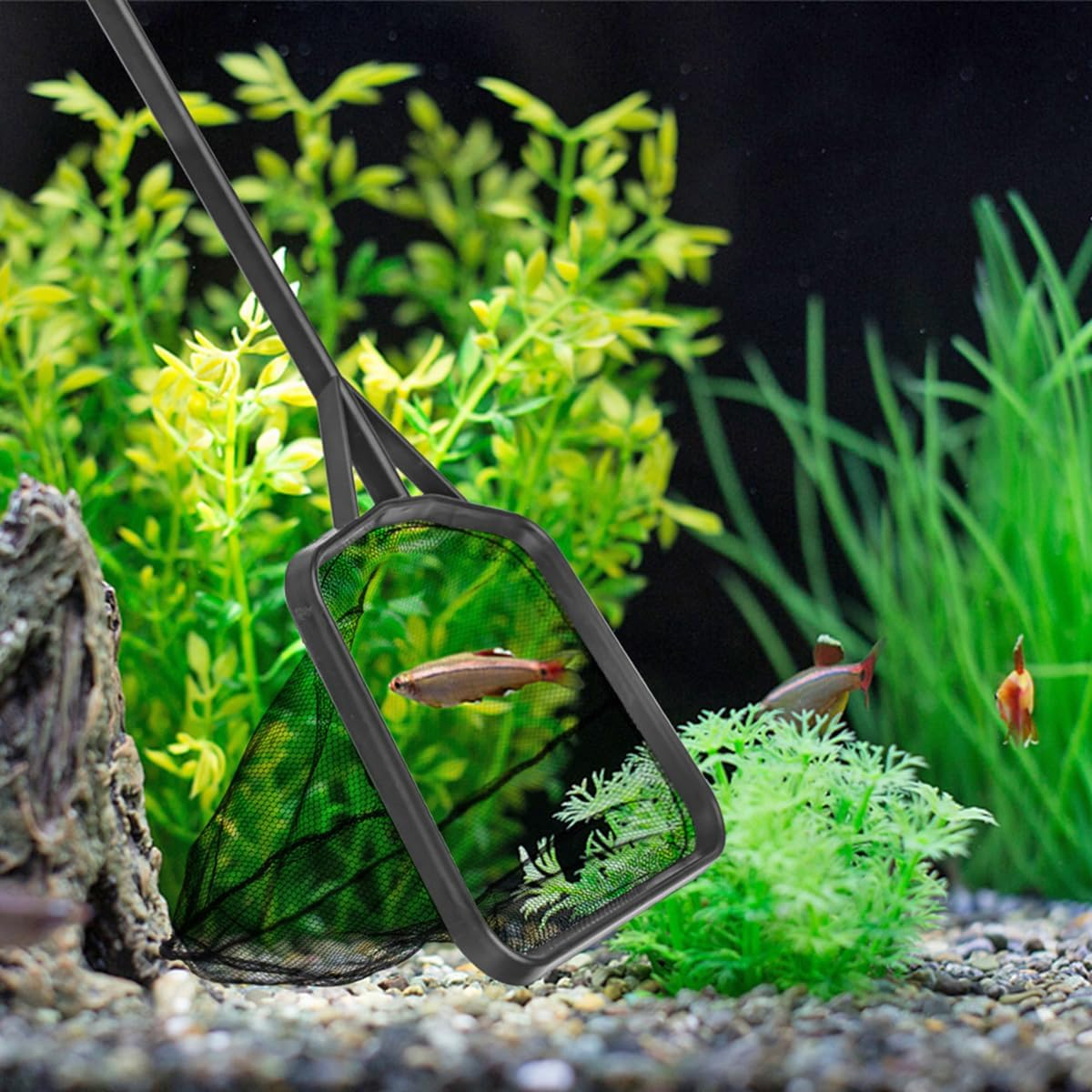 Yamibobo Portable Long Handle Aquarium Fish Tank Fishing Net Square Aquarium Fishing Net Landing Net Fish Floating Objects Cleaning Tools image number 4