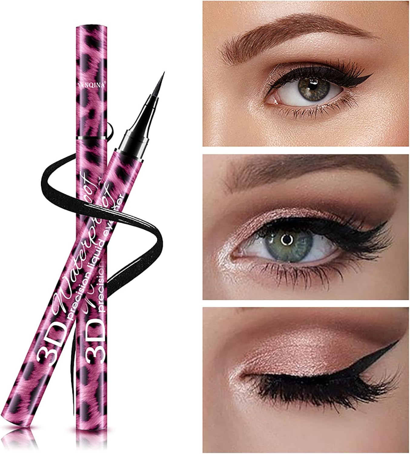 Volksrose 4D Silk Fiber Lash Mascara & Eyeliner Kit,Black Silk Fiber Lash Mascara Waterproof & Smudge-Proof, Lengthening Natural Extension Mascara Liquid Eye Liner,Long-Lasting No Flaking image number 5