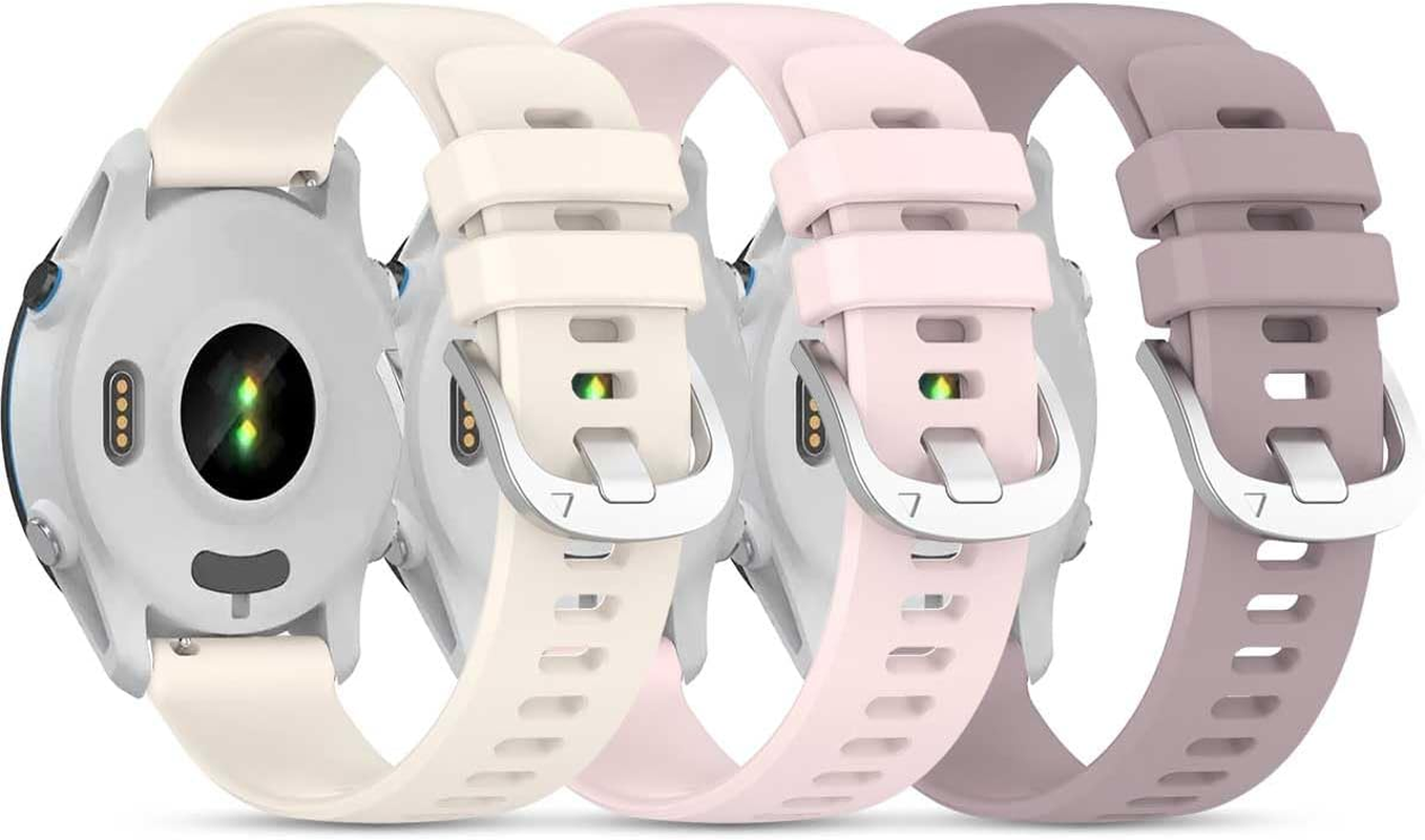 (3 Pack) T Tersely 20Mm Silicone Bands for Garmin Forerunner 55/245/Vivoactive 6/5/3/3 Music, Sport Wristbands for Venu,Venu SQ/SQ2/2 Plus,Approach S50,Vivomove Luxe/Style,Watch Straps for Garmin