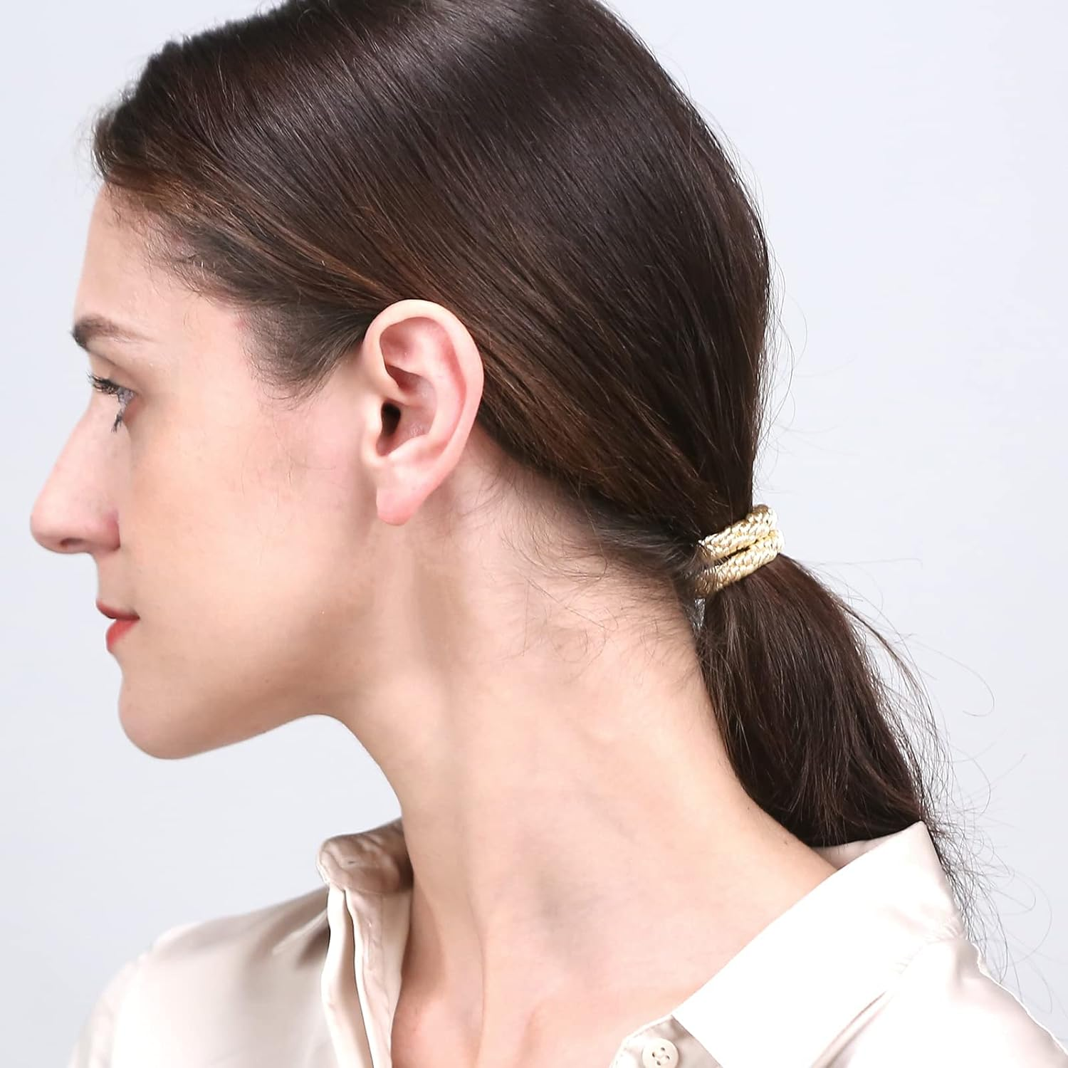 30 Pcs Hair Ties, Hair Bands, Ponytail Holders for Women Girls, No Damage No Crease Hair Elastics for Thick Hair, Long Braids, Ponytails and Other Hairstyles (Black/Brown/White/Beige/Coffee) image number 3