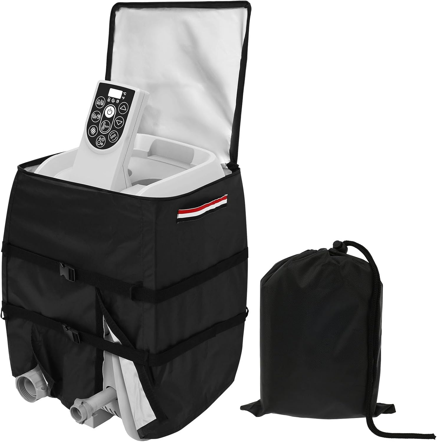 Hot Tub Spa Heater Pump Cover, All Weather Protection Hot Tub Pump Cover with Zipper, Waterproof Dustproof Hot Tub Insulated Pump Cover, Square Hot Tub Heater Pump Cover for Hot Tub Spa Heater Pump