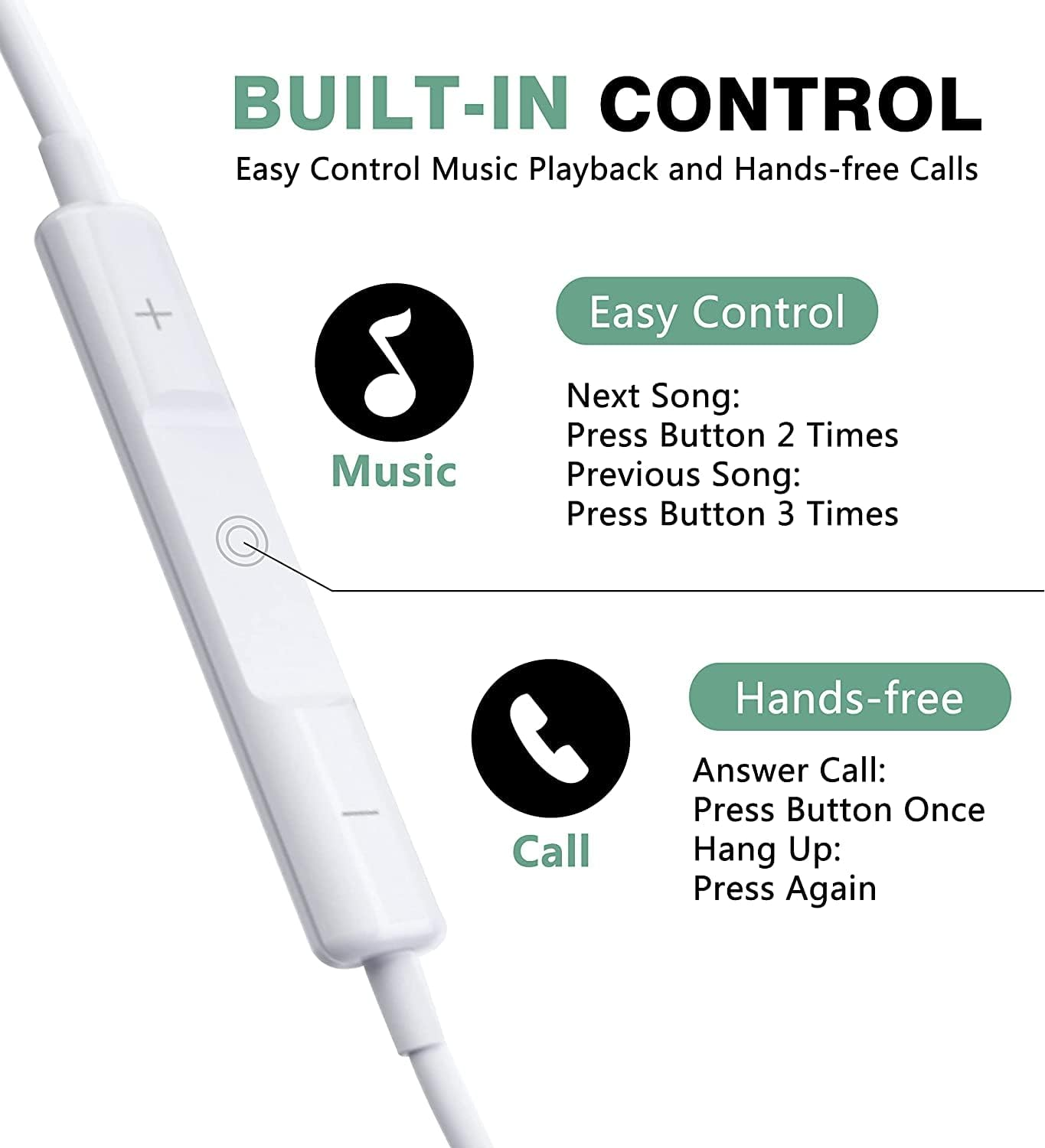 High Definition Wired In-Ear Earphones Extra Bass Noise Isolating Earphones with Mic for Iphone Ipod Ipad MP3 Huawei Samsung Lightweight Headphones with Volume Control 3.5Mm Jack image number 4