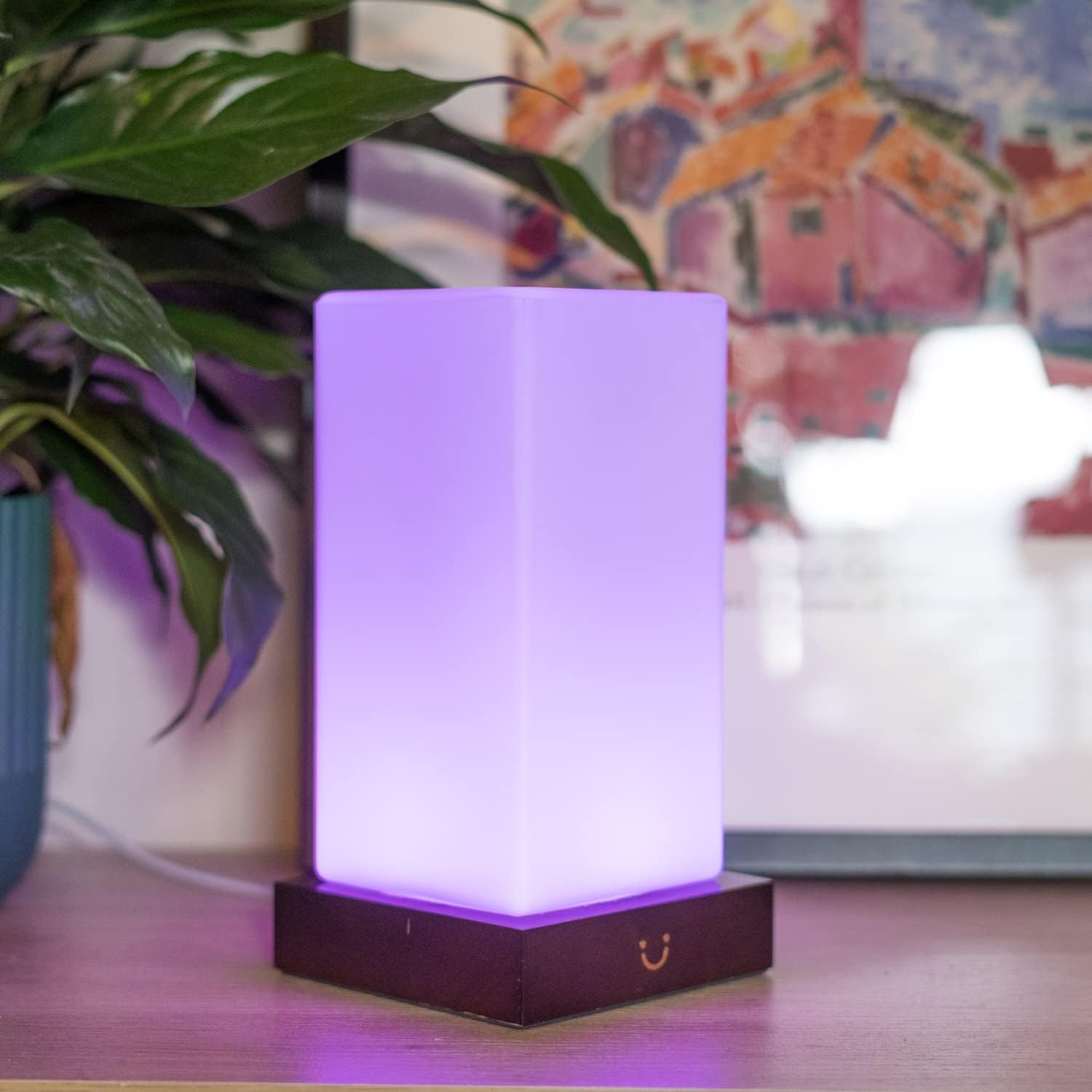 Luvlink Tower Friendship Lamp V2 Extended Wifi Range - Bluetooth Setup - Wood & Glass Design (Single, Walnut) image number 6