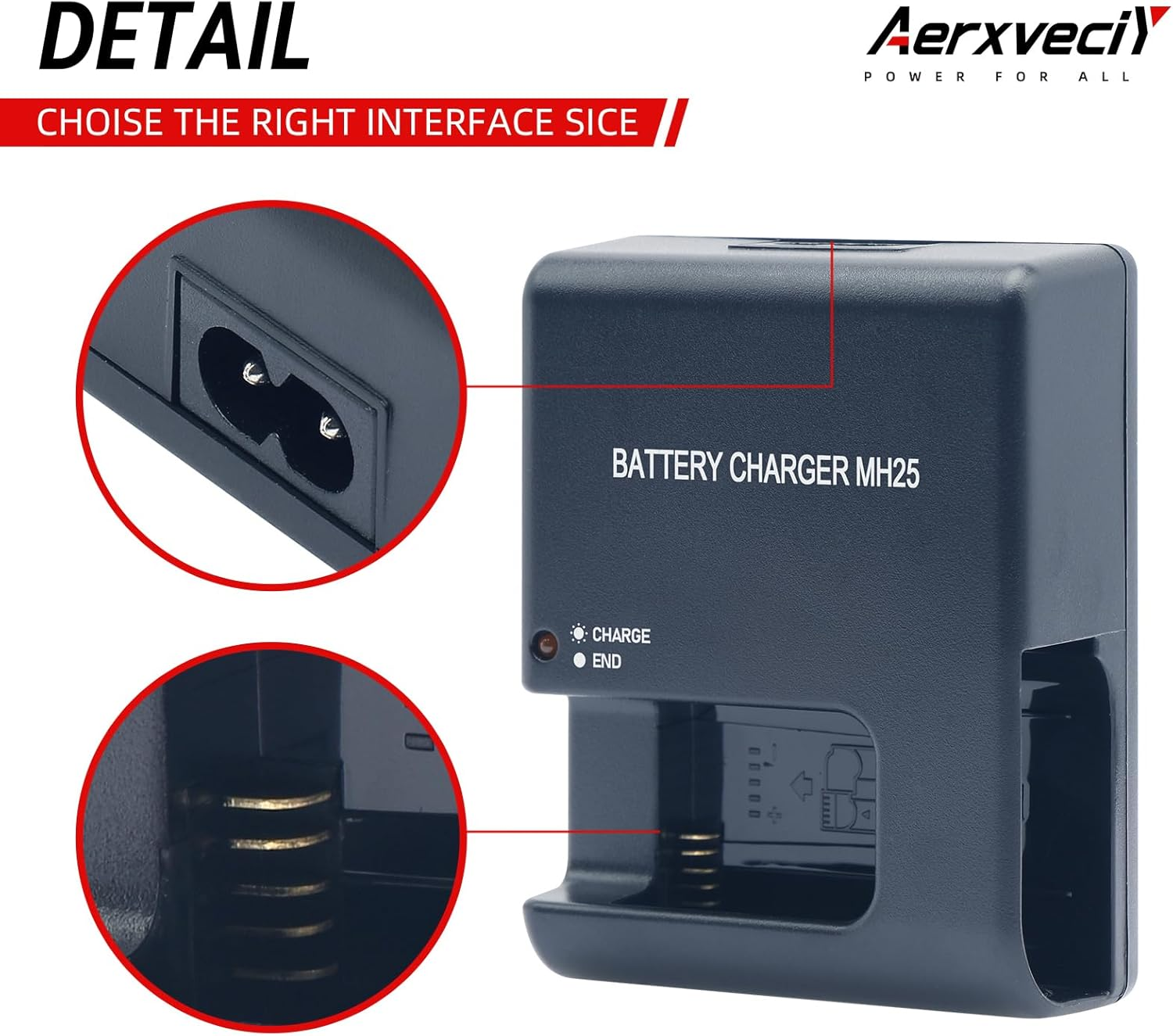 Mh-25(A) Quick Battery Charger Compatible with Nikon EN-EL15 En-El15A En-El15C Batteries for Nikon D500 D600 D610 D750 D780 D800 D810 D850 D7000 Coolpix Z5 Z6 Z7 Digital SLR Cameras Power image number 2