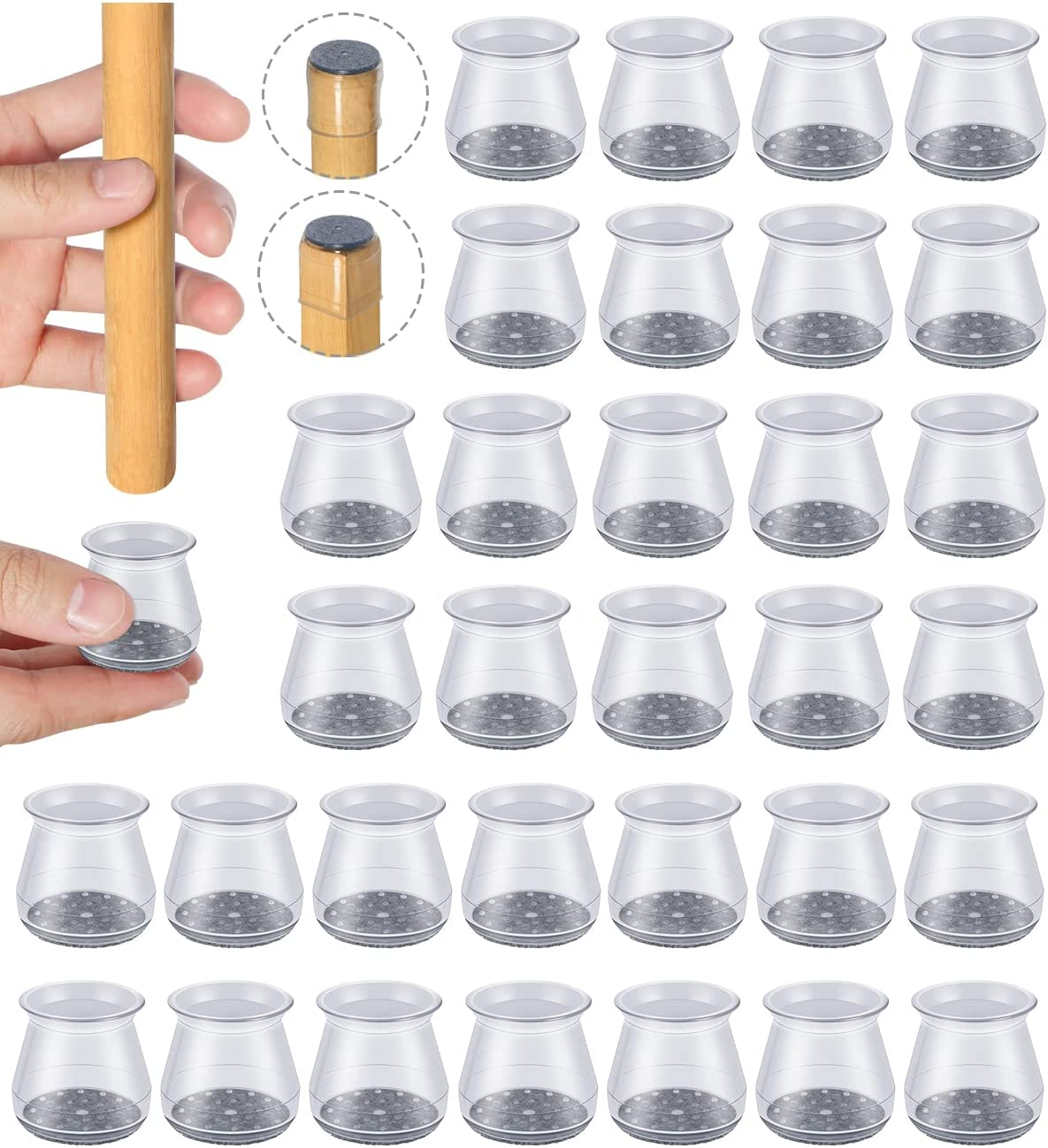 32Pcs Black Chair Leg Floor Protectors,Bar Stools Leg Protectors Caps,Dining Room Chair Leg Protectors for Hardwood Floors, Chair Leg Covers Silicone Felt Furniture Pads (Small Fit: 23-32.9Mm)