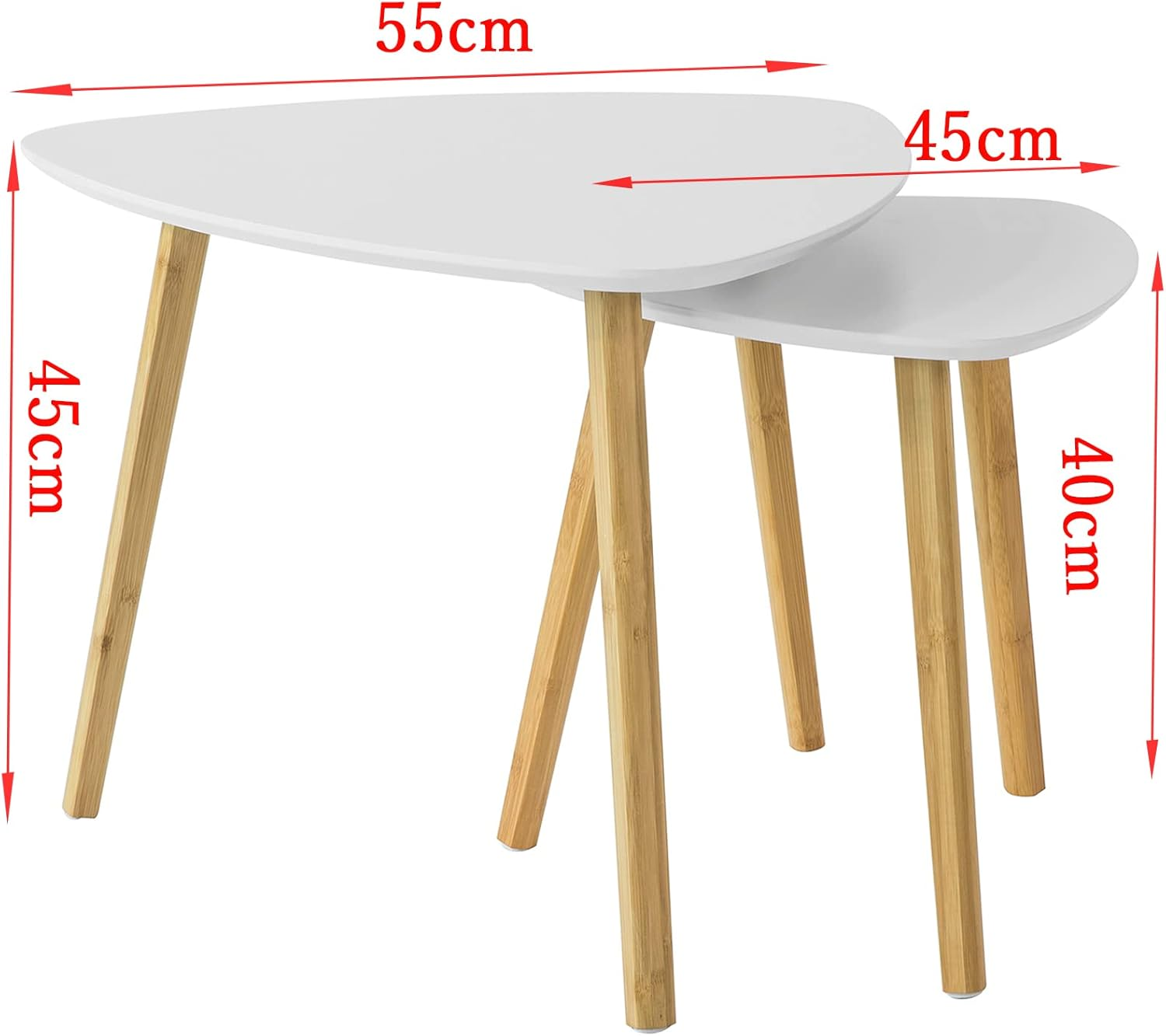Sobuy Set of 2 Side Tables,Nesting Tables,White Small Coffee Table,Living Room Tables FBT74-W image number 3