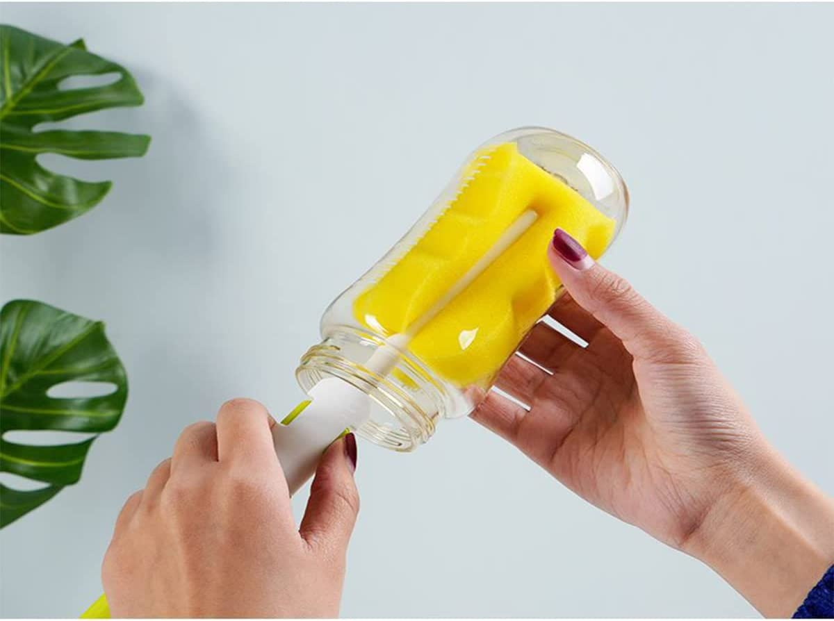 Baby Bottle Cleaner Brush, Non-Slip Long Handle Bottle Cleaning Brush, Feeding Bottle Cleaning Brush, Nipple Cleaner, Straw Cleaning Brush, Sponge Brush, Kitchen Washing Kit image number 2