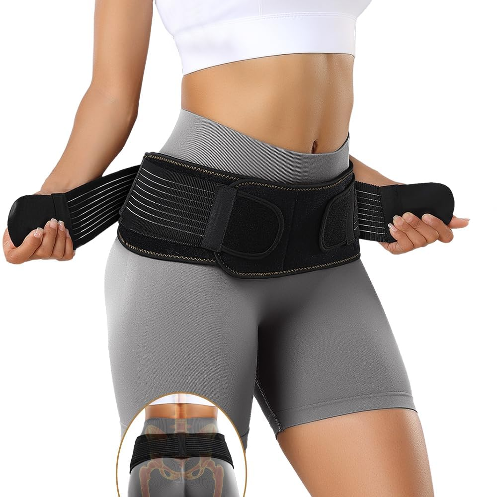 FORTEMOTUS Sacroiliac Hip Belt, Sacroiliac Joint Belt with Adjustable Compression Support Back Brace for Sciatica, Pelvic, Lower Back Pain Relief, L image number 1