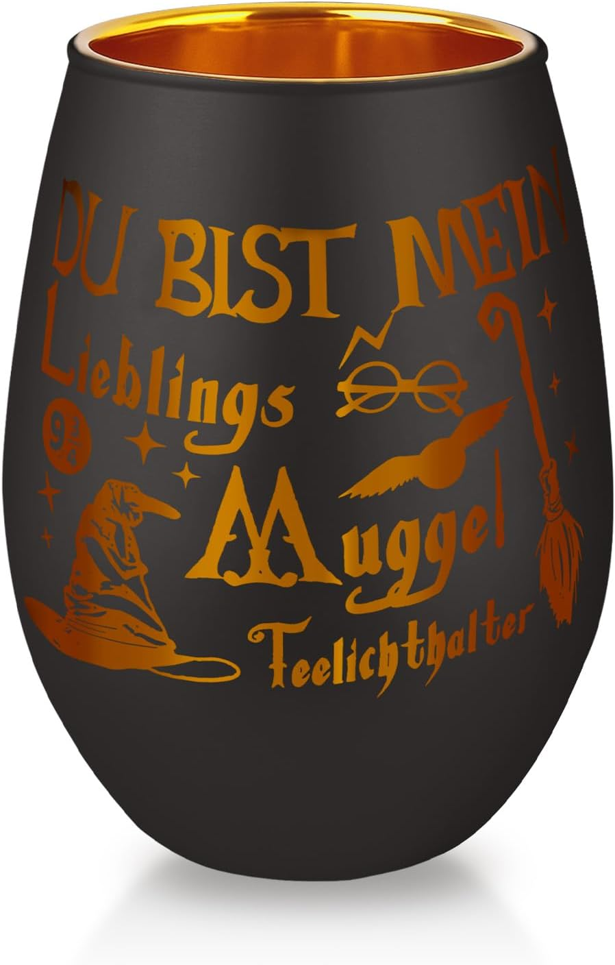 Tea Light Holder Du Bist Mein Lieblings-Muggel - Magical Gift for Harry Fans & Nerds - Lucky Light for Lovers - Black - Gifts For Confirmation image number 6
