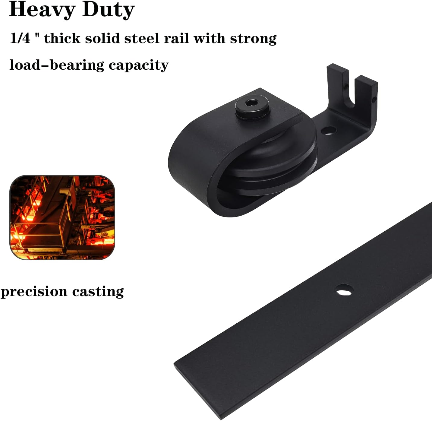 Bifold Sliding Barn Door Hardware Track Kit,Side Mounted Black Roller,Smoothly and Quietly,Assembly Easy (Black, 79 for 4 Door) image number 1