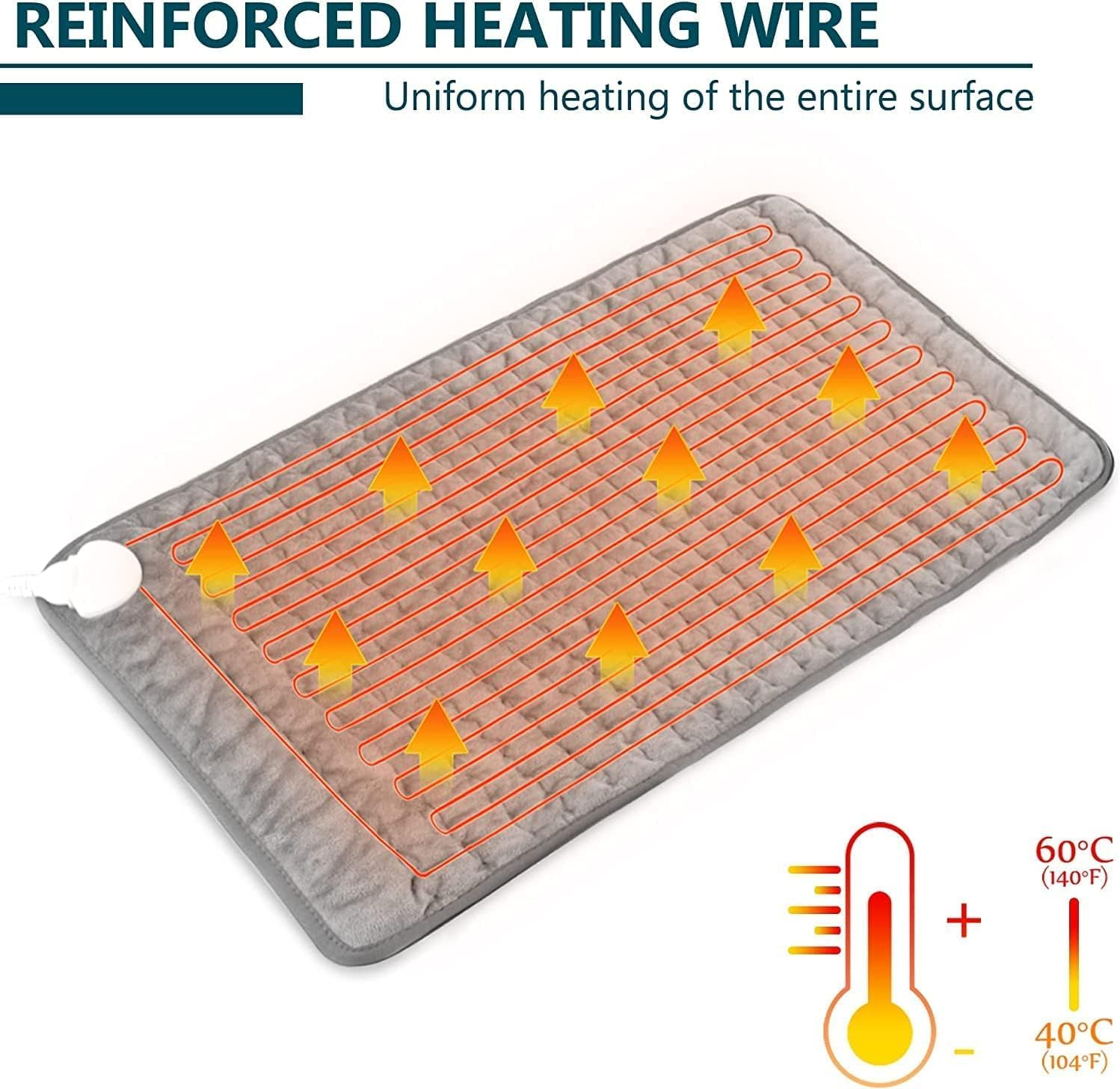 Heating Pad - Electric Heating Pads - Hot Heated Pad for Back Pain Muscle Pain Relieve - Dry & Moist Heat Option - Auto Shut off Function (Light Grey, 12''&times;24'') image number 6