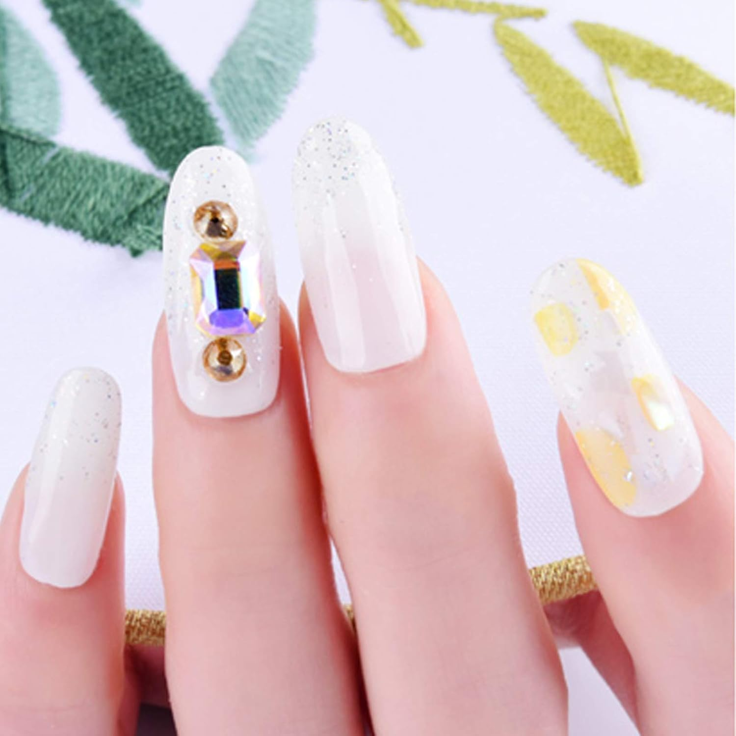 10 Grains Nail Art Rhinestones Nail Gemstone Rhinestone Decorative Nail Octagon Flat Diamond Transparent image number 2