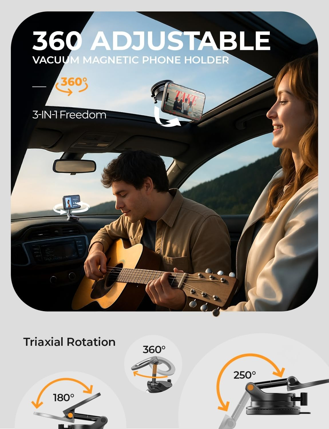 LISEN Suction Cup Phone Mount, Vacuum Magnetic Phone Holder, 360&deg; Adjustable for Magsafe Car Holder Foldable Suction Phone Mount for Car Truck Boat, Vacuum Magnetic Phone Stand, for Iphone 16 Pro Max image number 6