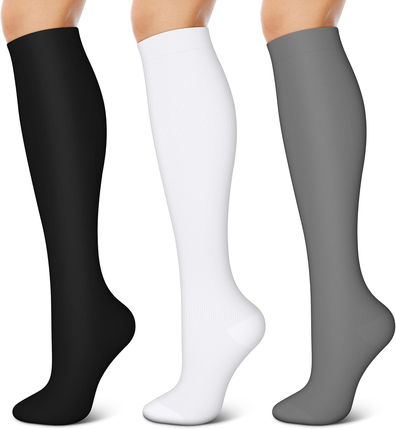 Compression Socks for Women & Men (3 Pairs) - Best Support for Nurses, Running, Hiking, Recovery,Athletic