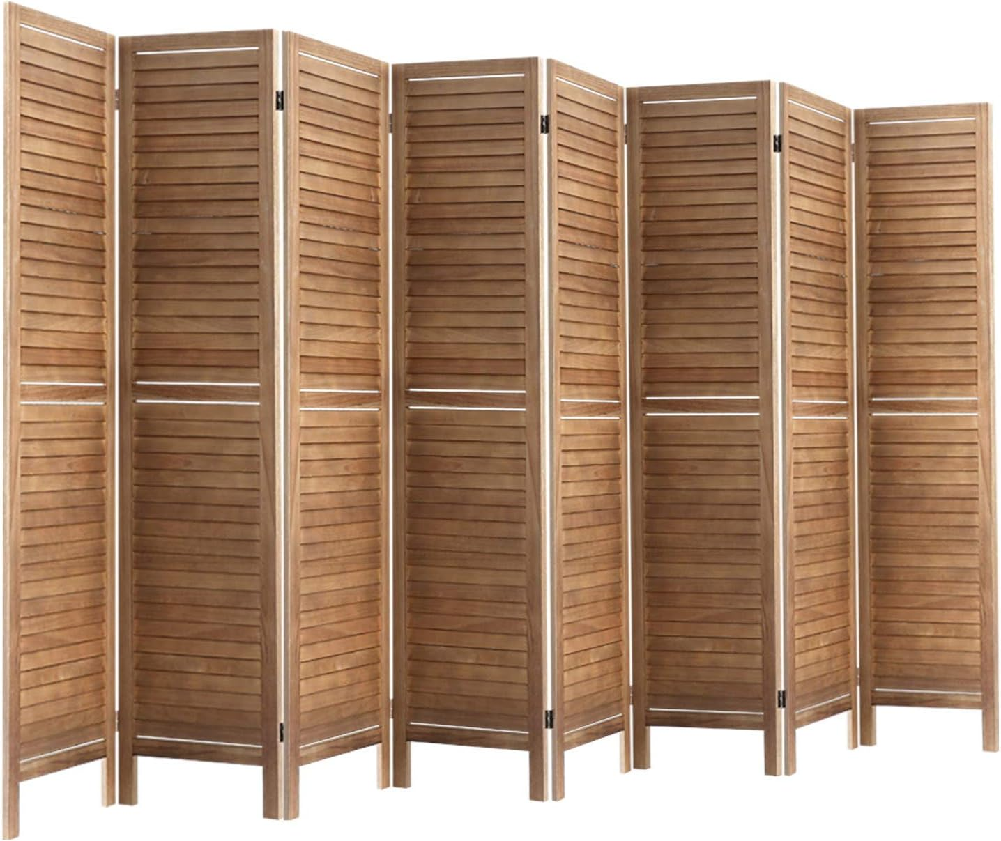 Artiss 4 Panel Room Divider, Folding Wooden Privacy Portable Screen Shelf Dividers Partition Wall Screens Home Pet Child Indoor Balcony Bedroom Furniture, Separator Water-Resistant Brown