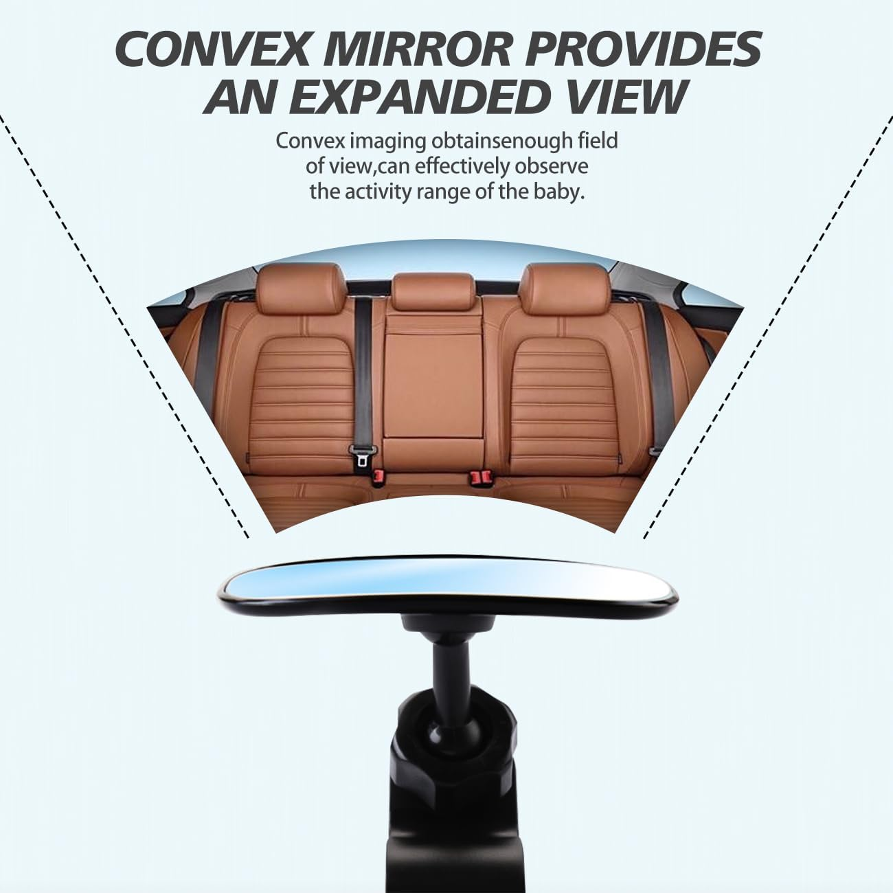 Baby Car Mirror,With Clip Back Seat Mirror to See Baby,360&deg; Adjustable Convex Mirror for Infant Backseat,Automotive Interior Rearview for Viewing Rear Baby,360&deg; Rotation,Spring Clamp,Shatterproof image number 6