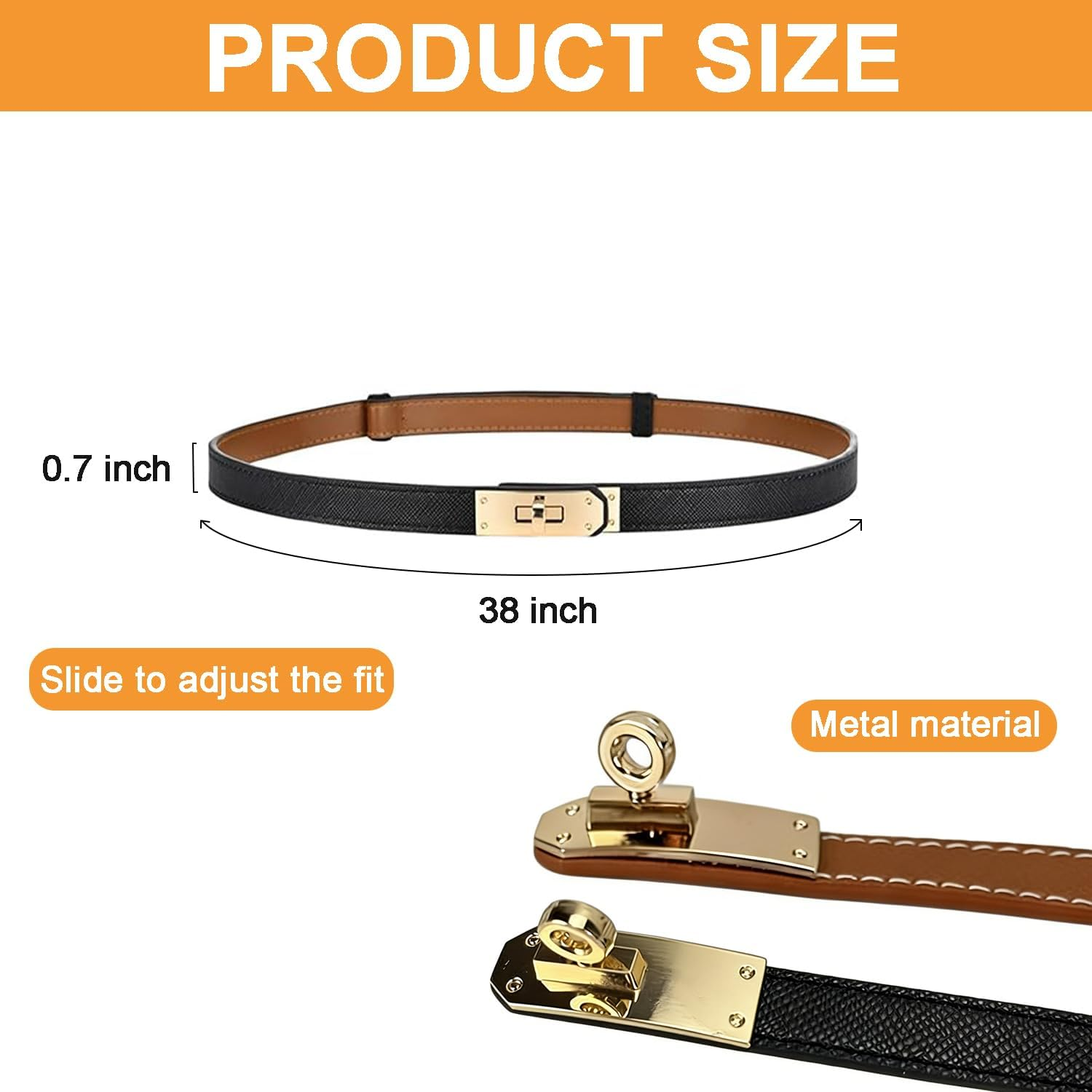 4 Pack Women'S Skinny Leather Belts,Turn Lock Belts,Adjustable for Dresses, Jeans, Coats image number 2