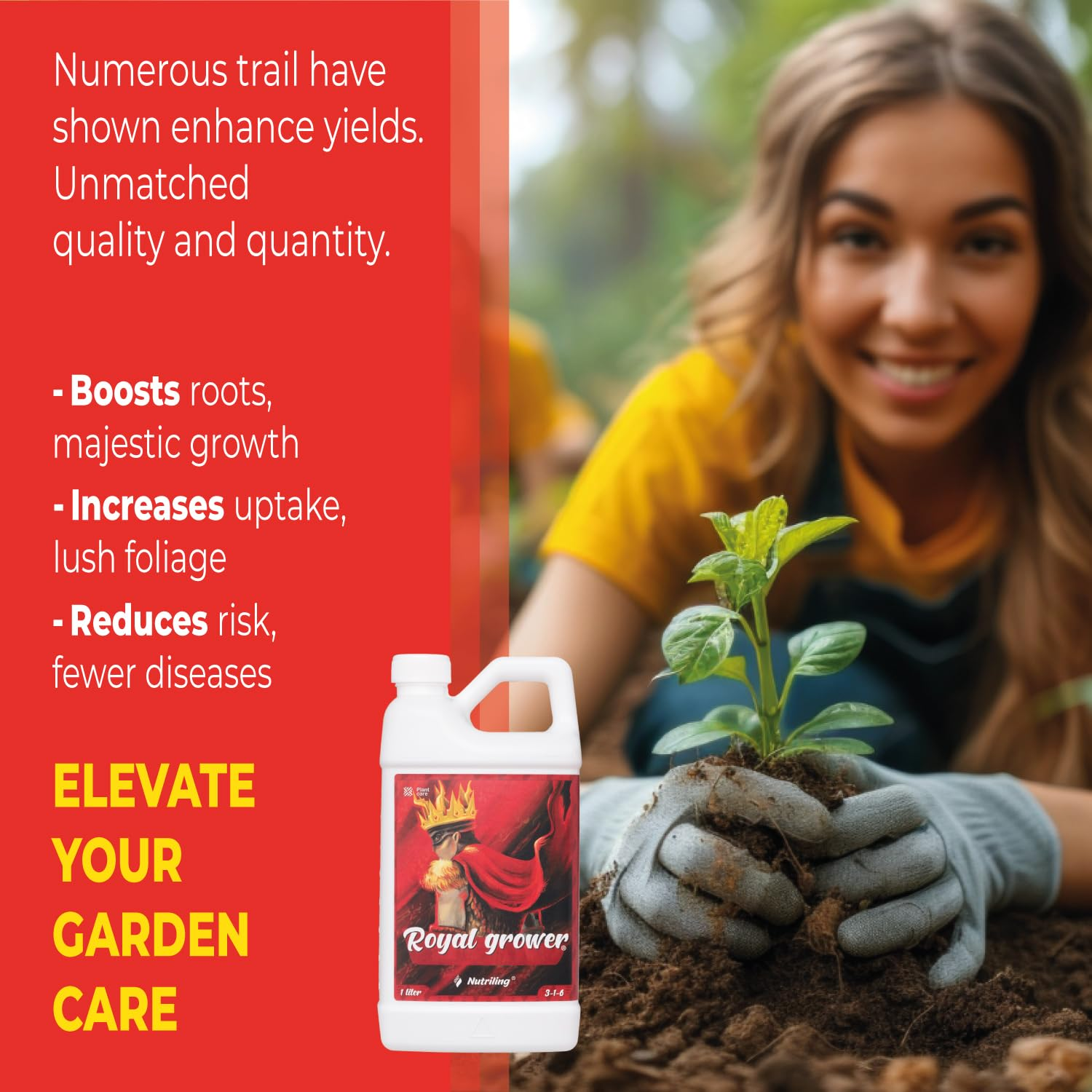 Grow Big Fertilizer and Plant Nutrients. Royal Grower 3-1-6 Liquid NPK Plant Food. for Indoor Outdoor Nutriling 1L image number 2