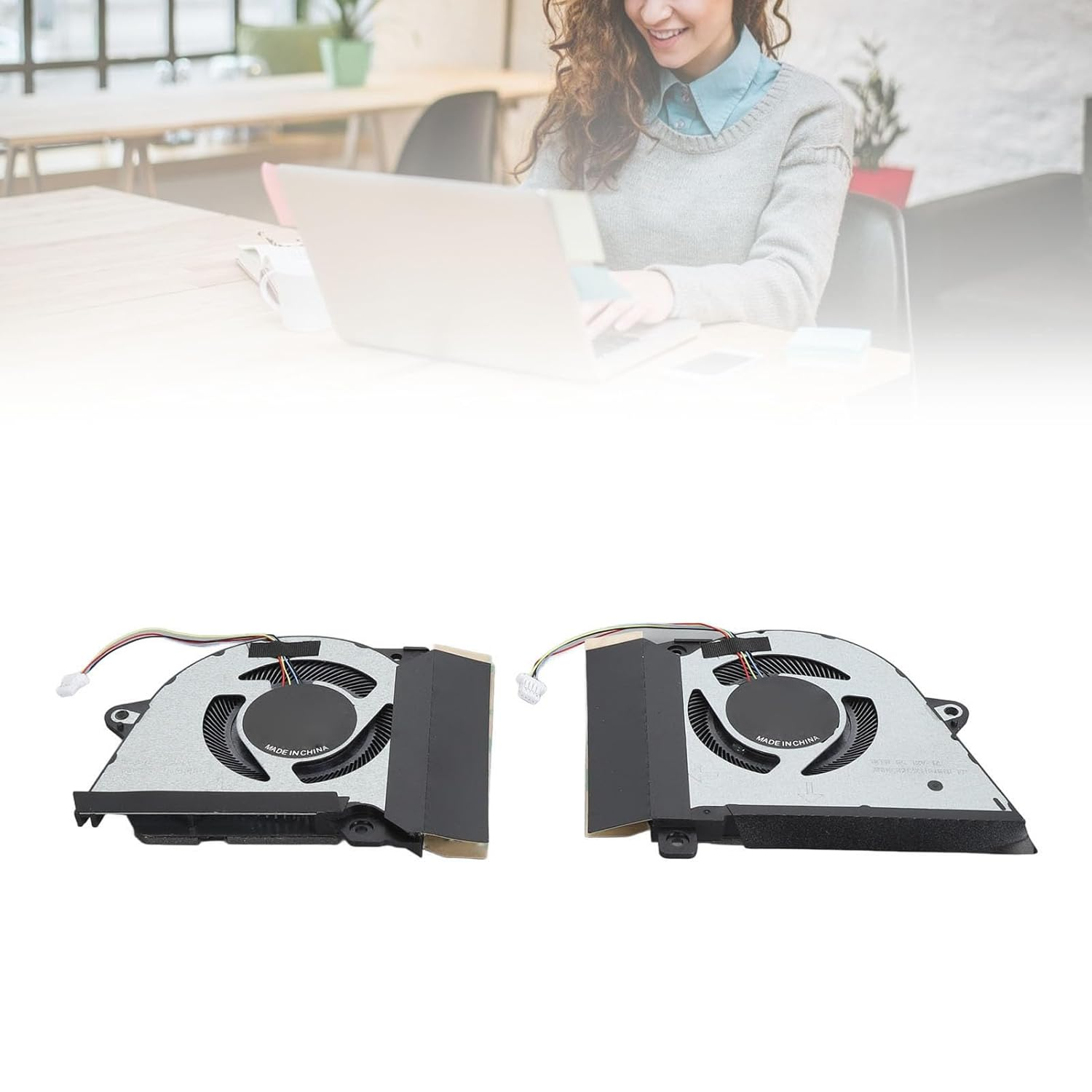 4 Pin Laptop Cooling Fan, Replacement Cooling Fan for ROG Zephyrus G14 GA401 GA401I GA401IU GA401IV Laptops, Aluminum Alloy with ABS Material (CPU and GPU) image number 2