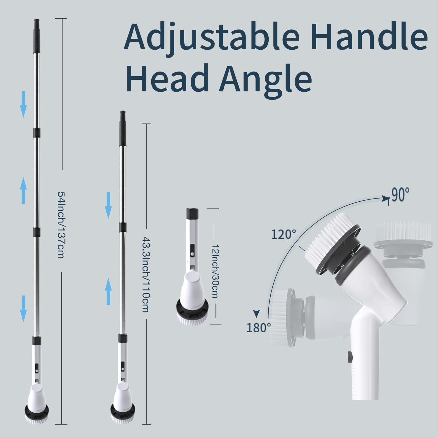 Cordless Electric Spin Scrubber,2025 New Shower Scrubber with 7 Replacement Brush Heads, Electric Cleaning Brush with Adjustable Extension Handle for Bathroom Floor Tile Tub (White)&hellip; image number 6