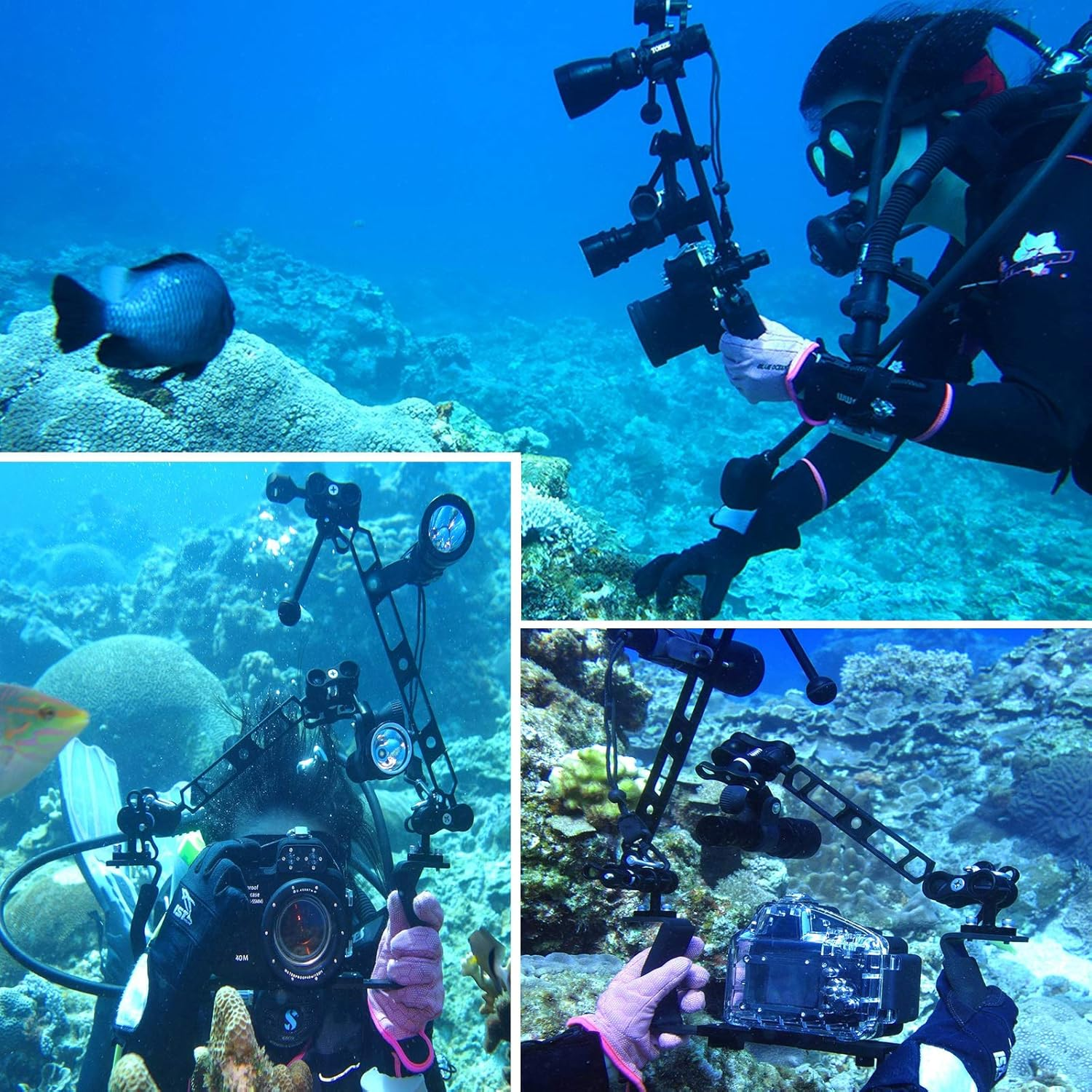 WLPREOE 2Pcs 1" Aluminum Ball Clamp Mount for Underwater Diving Light Arms Tray System, Compatible with RAM Ball Mount Base