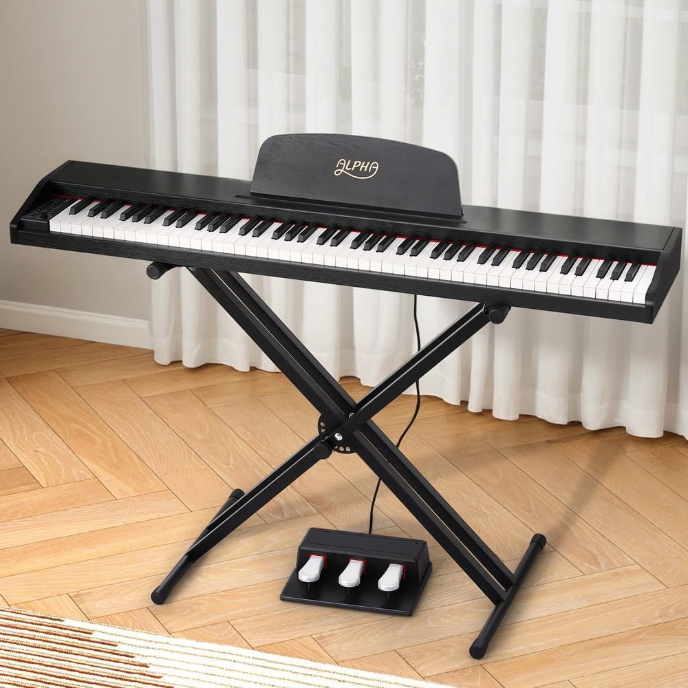 Alpha 88 Keys Digital Piano Keyboard Electronic Semi-Weighted W/Stand