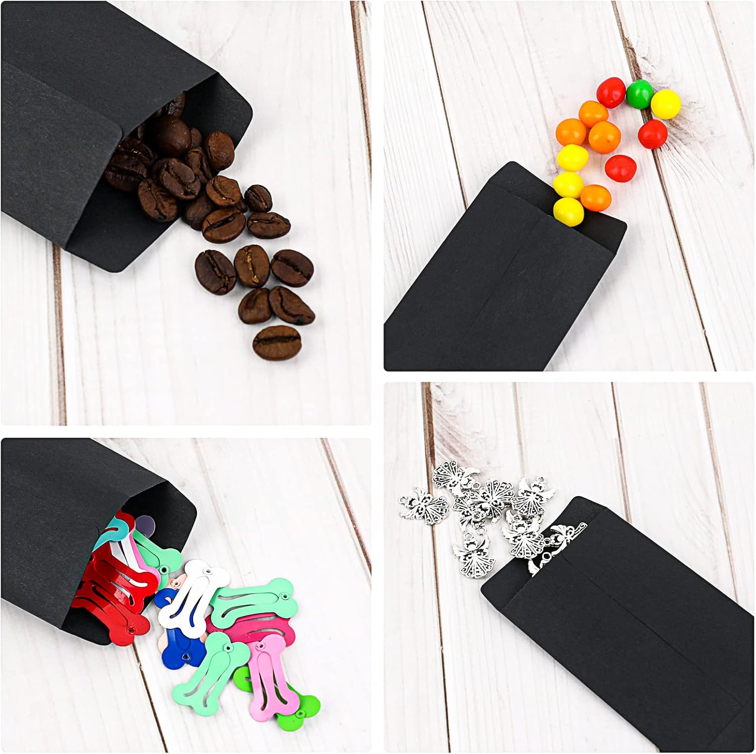 100Pcs Small Envelopes, Mini Black Envelopes, Black Small Envelopes, Black Small Envelopes for Seeds Coin Beads, Stamps Storage Packets Envelopes(4.44X2.32Inch)