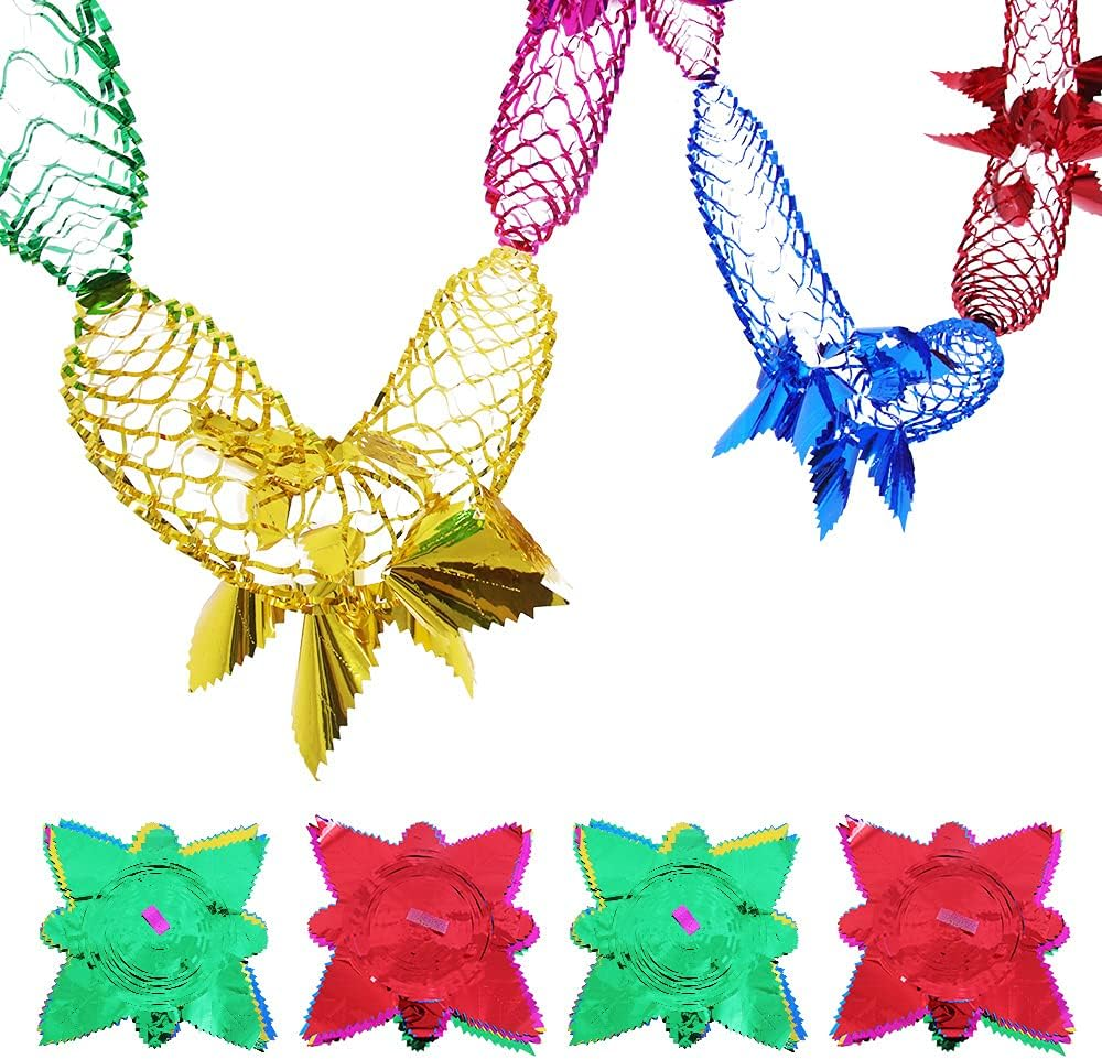 4Pcs Christmas Foil Decorations Garland Festive Hanging Tinsel Swirl Decorations for Indoor Outdoor Birthday Wedding Party Supplies, 8.2Ft