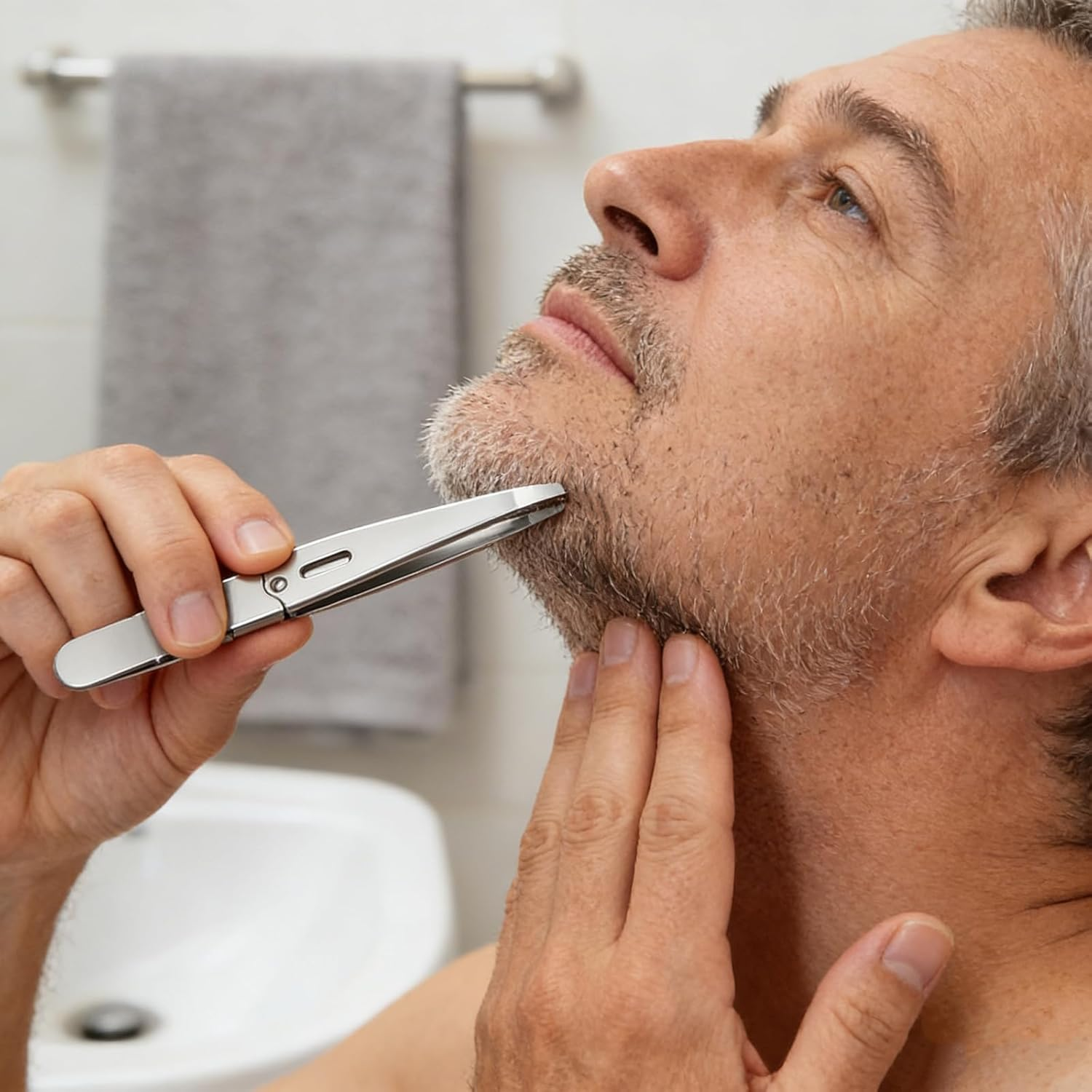 Luzcauwy 2PC Eyebrow Tweezers Set - Professional Slant Tip Stainless Steel Precision Tweezers for Women Facial Hair Removal & Brow Shaping image number 3