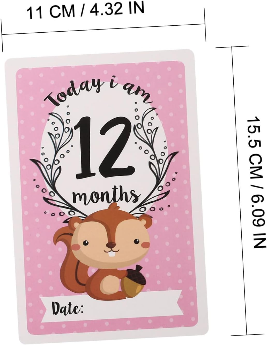 12Pcs Animal Monthly Milestone Cards for Newborn High Contrast Ink Print Pads for Photography Month Signs and Milestone Accessories image number 3