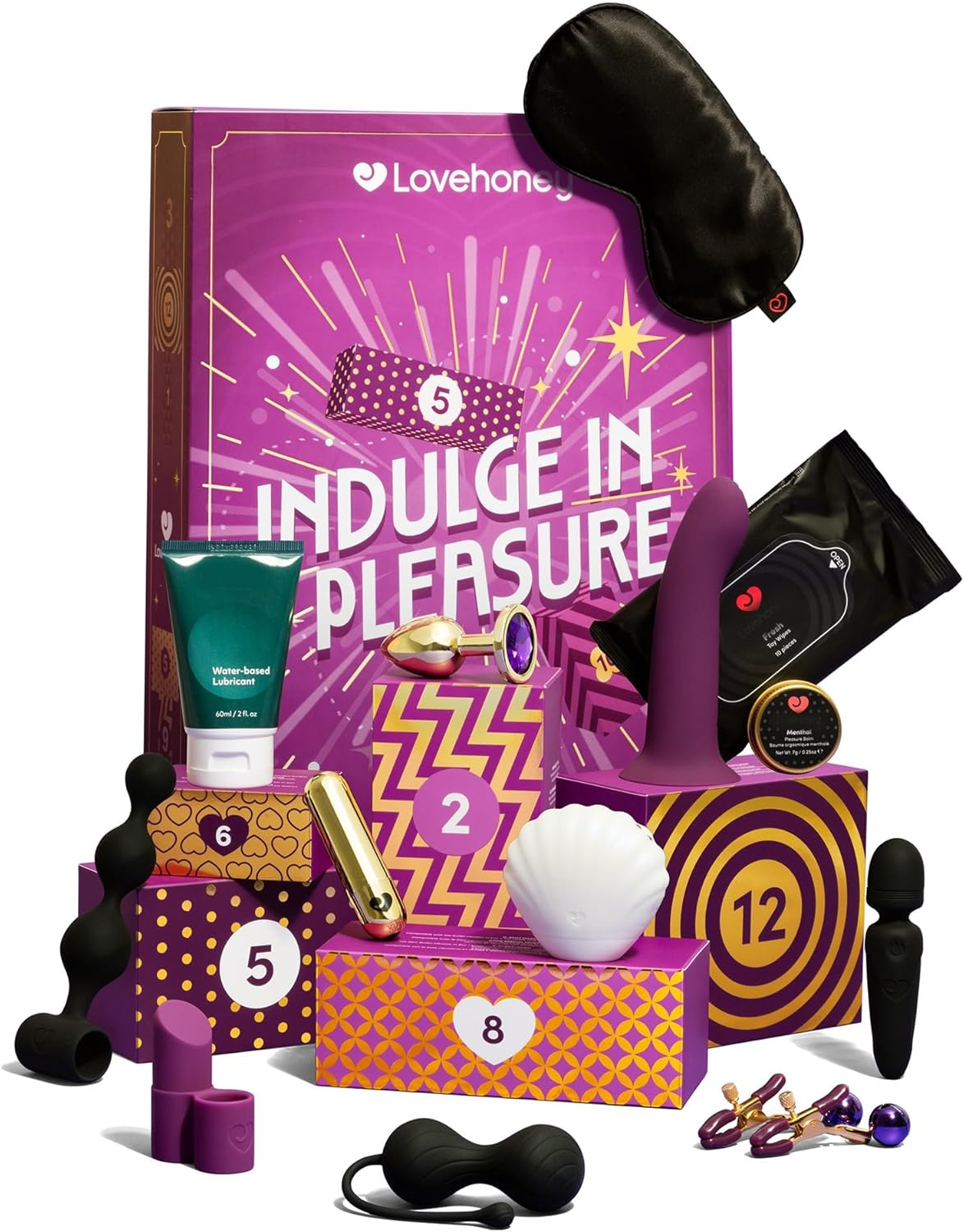 Lovehoney Romance Advent Calendar 2025 | 12 Day Couples Sex Toy Kit Gift Set | Remote Control Egg Vibrator, Cock Ring, Butt Plug & Lubricant | Erotic Adult Toys for Men & Women | Worth over $450