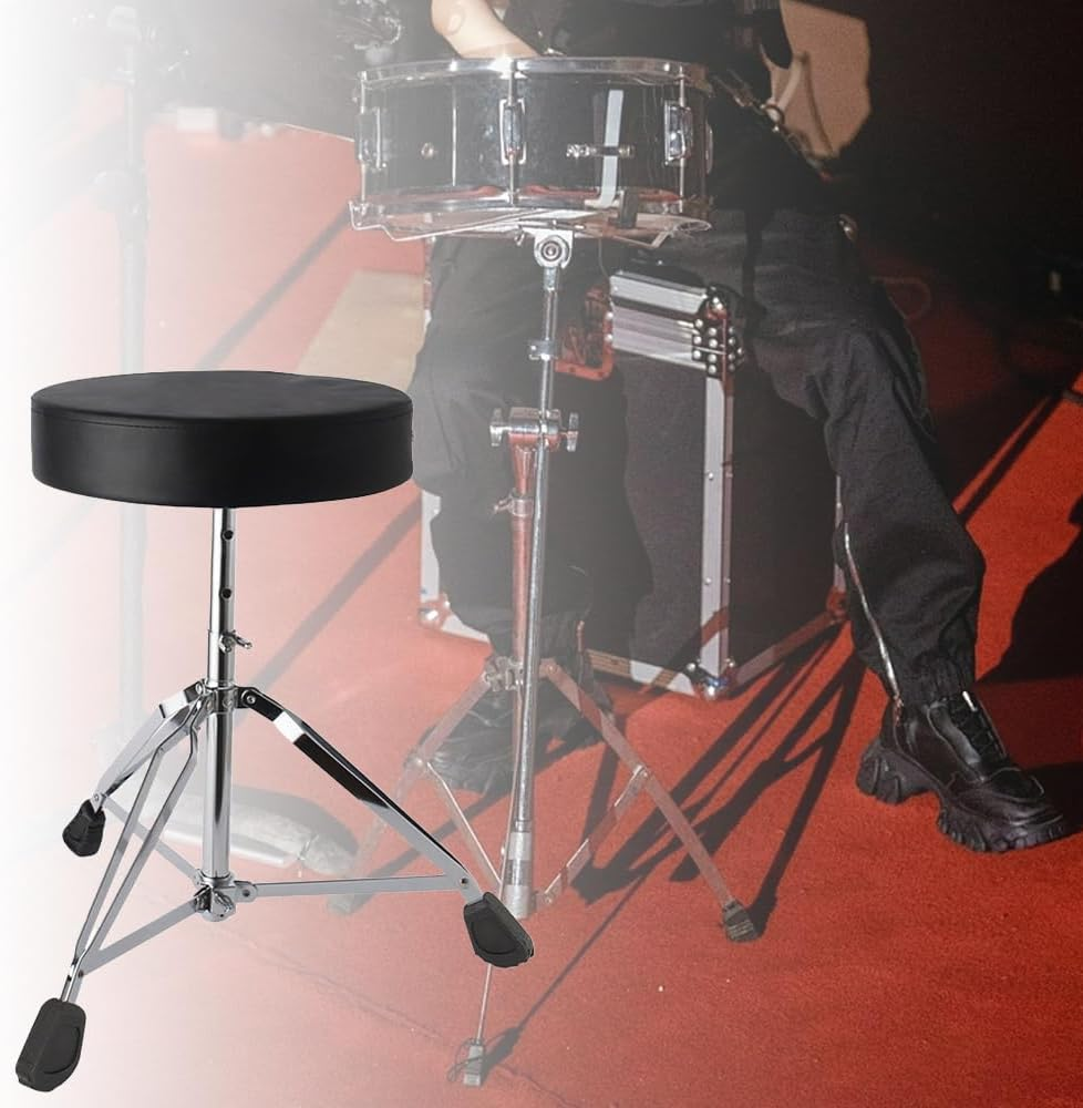 Foldable Drum Seat/Padded Drum Throne Stool,Height Adjustable Drumming Stool & round Thick Padded Drum Seat,Portable Drum Chair for Adults Beginners Drummers image number 3