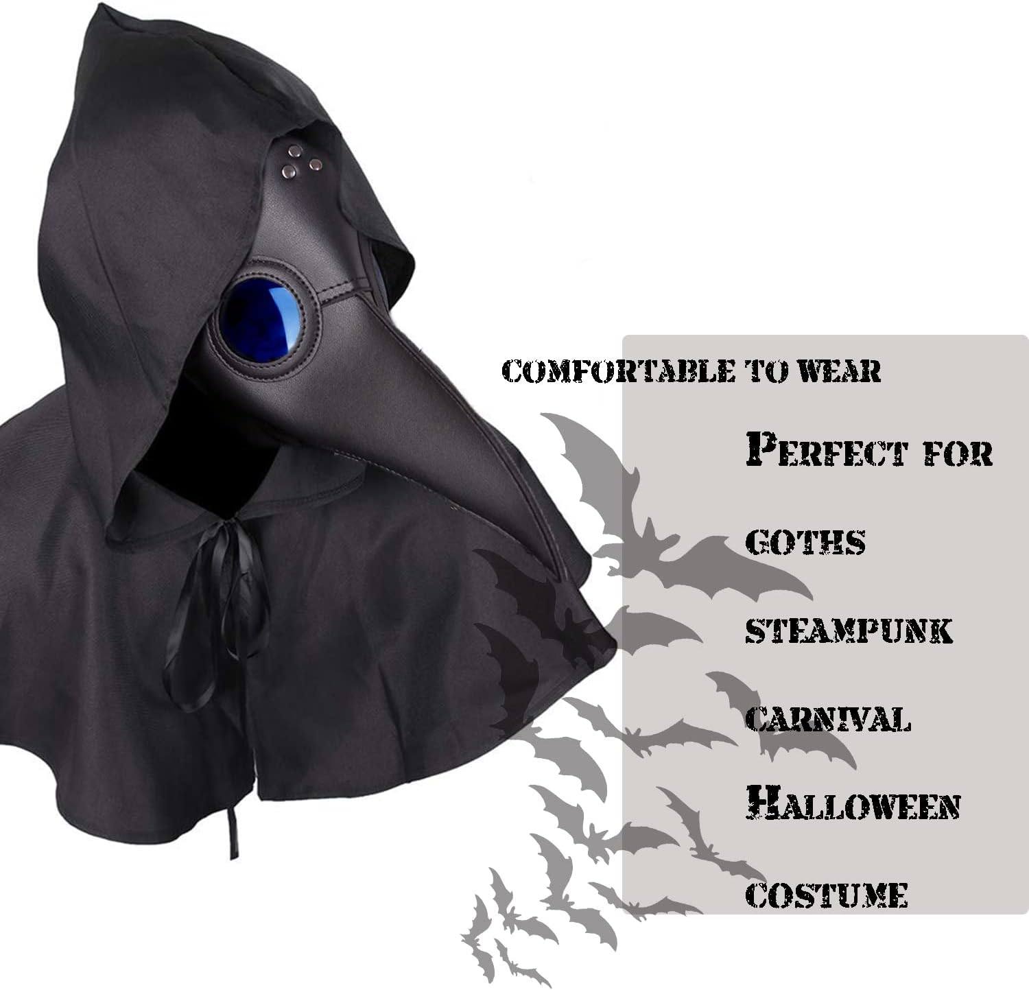 Raxwalker Plague Doctor Bird Mask Long Nose Beak Cosplay Steampunk Halloween Costume Props image number 6