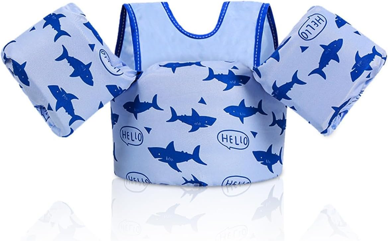 Toddler Swim Vest, Kids Swim Vest for 28-66 Pounds, Double Security Toddler Life Vest with Floats Arm Wing for Swimming, Kid Life Jacket for Boys Girls Infant Baby Children in 2,3,4,5,6,7,8 Yrs