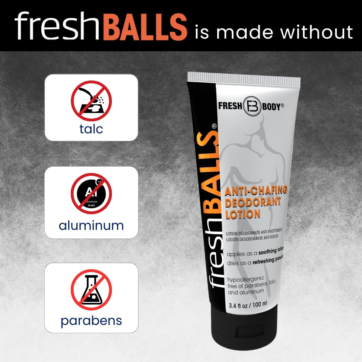 Fresh BALLS Cream - Men'S Anti-Chafing Comfort Soothing Lotion to Powder - Ball Deodorant and Hygiene for Groin Area - the Original anti Friction Cream for Men, 3.4 Fl Oz image number 1