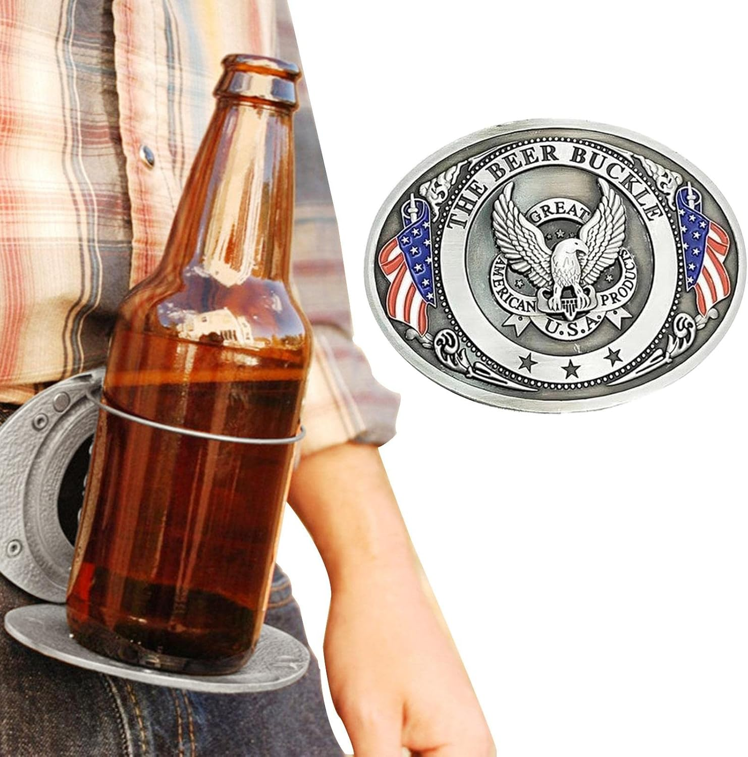 Beer Belt,Hands- Beverage Can Holder Portable - Portable Beer Belt Buckle for Camping Picnic B/