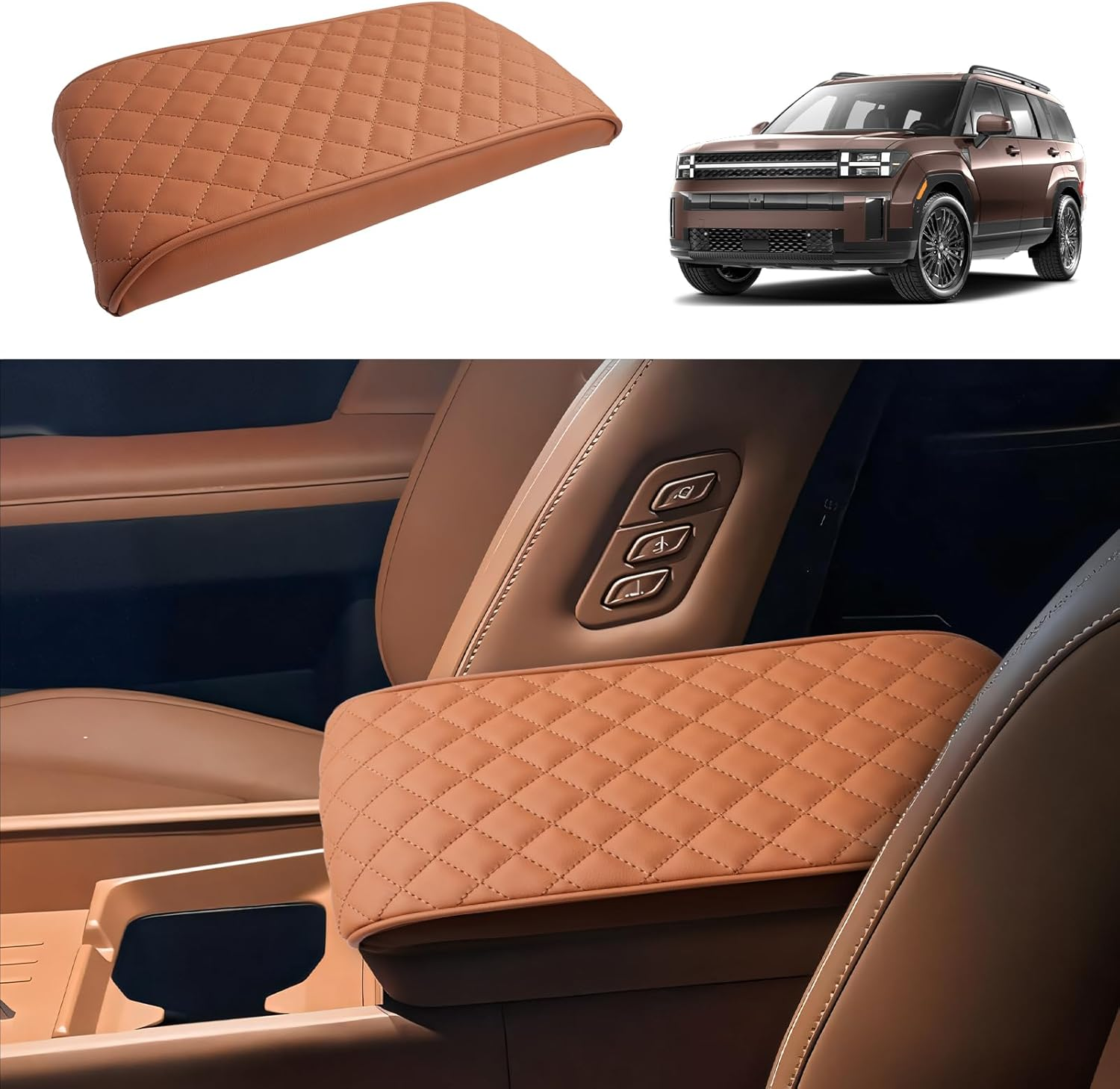 CDEFG Compatible with 2024 2025 Hyundai Santa Fe Center Console Cover Compatible with 2024 Hyundai Santa Fe MX5 Accessories Armrest Cover 2025 Santa Fe Middle Console Pad Santa Fe 2024 Seat Box Cover