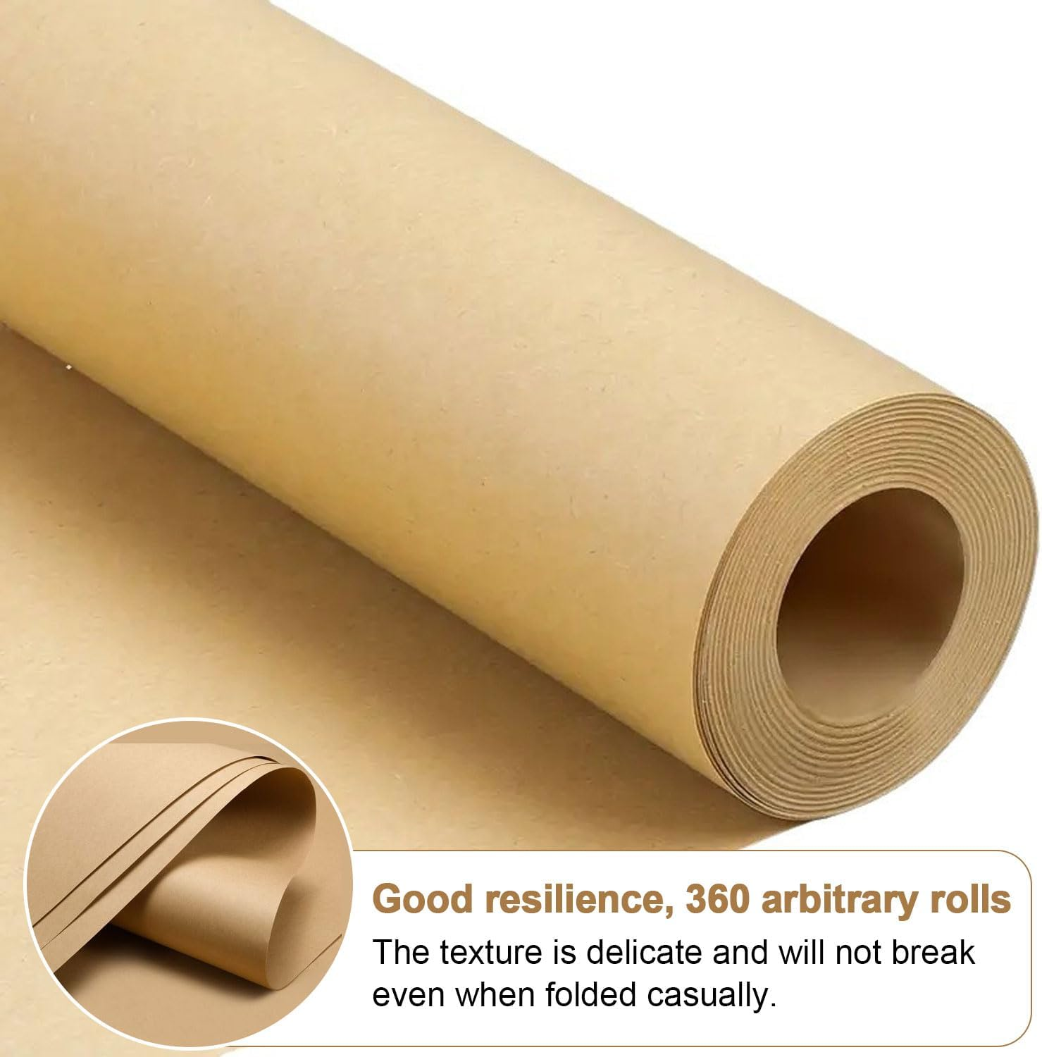 Brown Kraft Arts, Crafts Paper Roll, 17.3" X 1181.1" / 44Cm X 30M, Kraft Paper Rolls, Gift Wrapping Paper, Perfect for Packing, Wrapping, Craft, Postal, Shipping, Dunnage and Parcel image number 1
